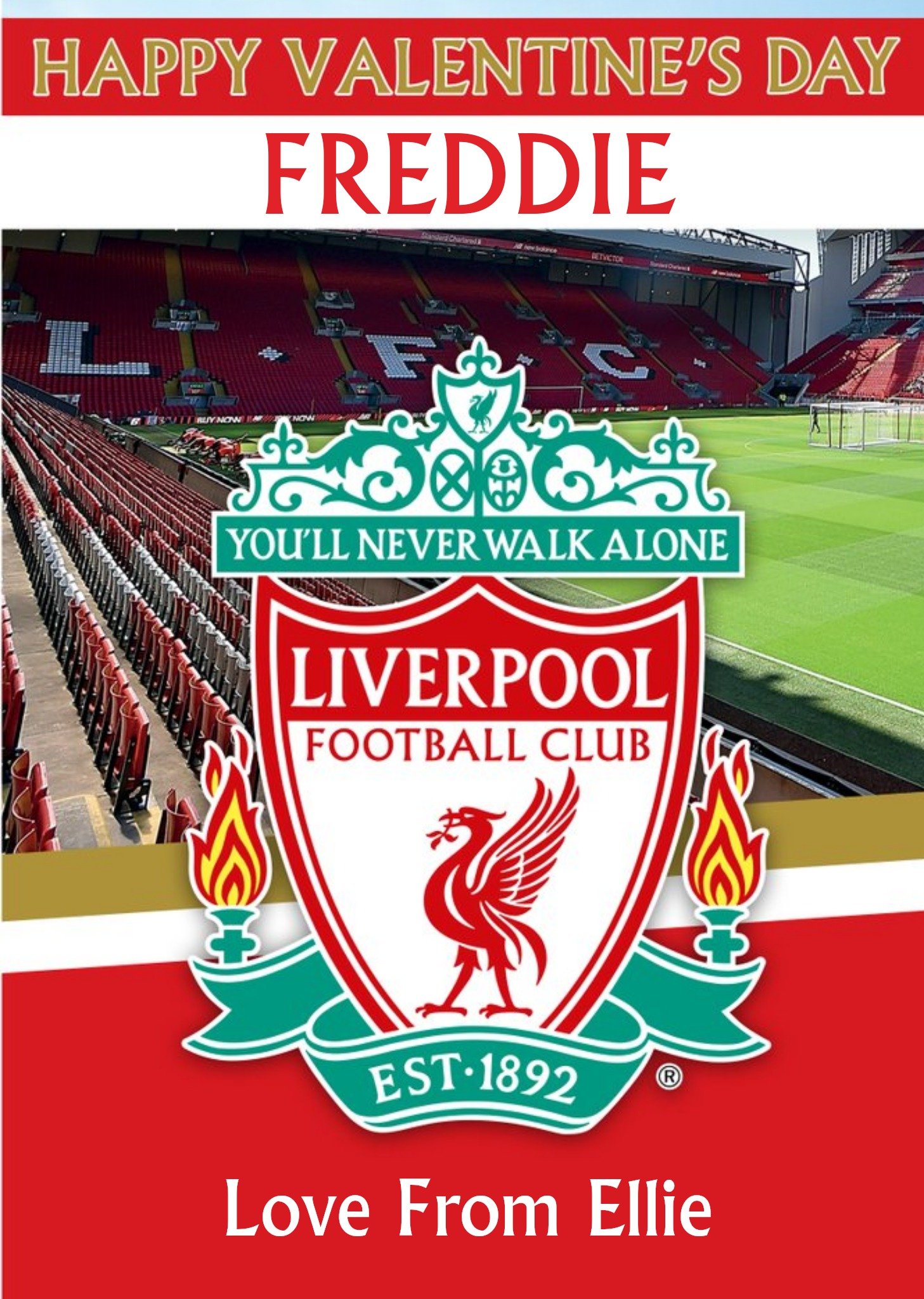 Liverpool Football Club You Will Never Walk Alone Valentines Day Card Ecard