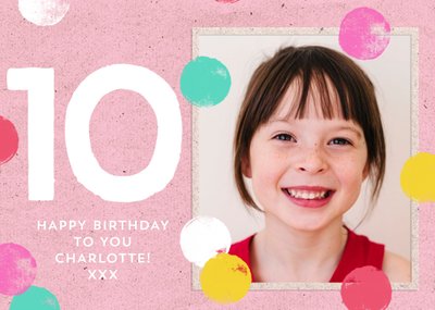 Kids Photo upload 10th birthday card