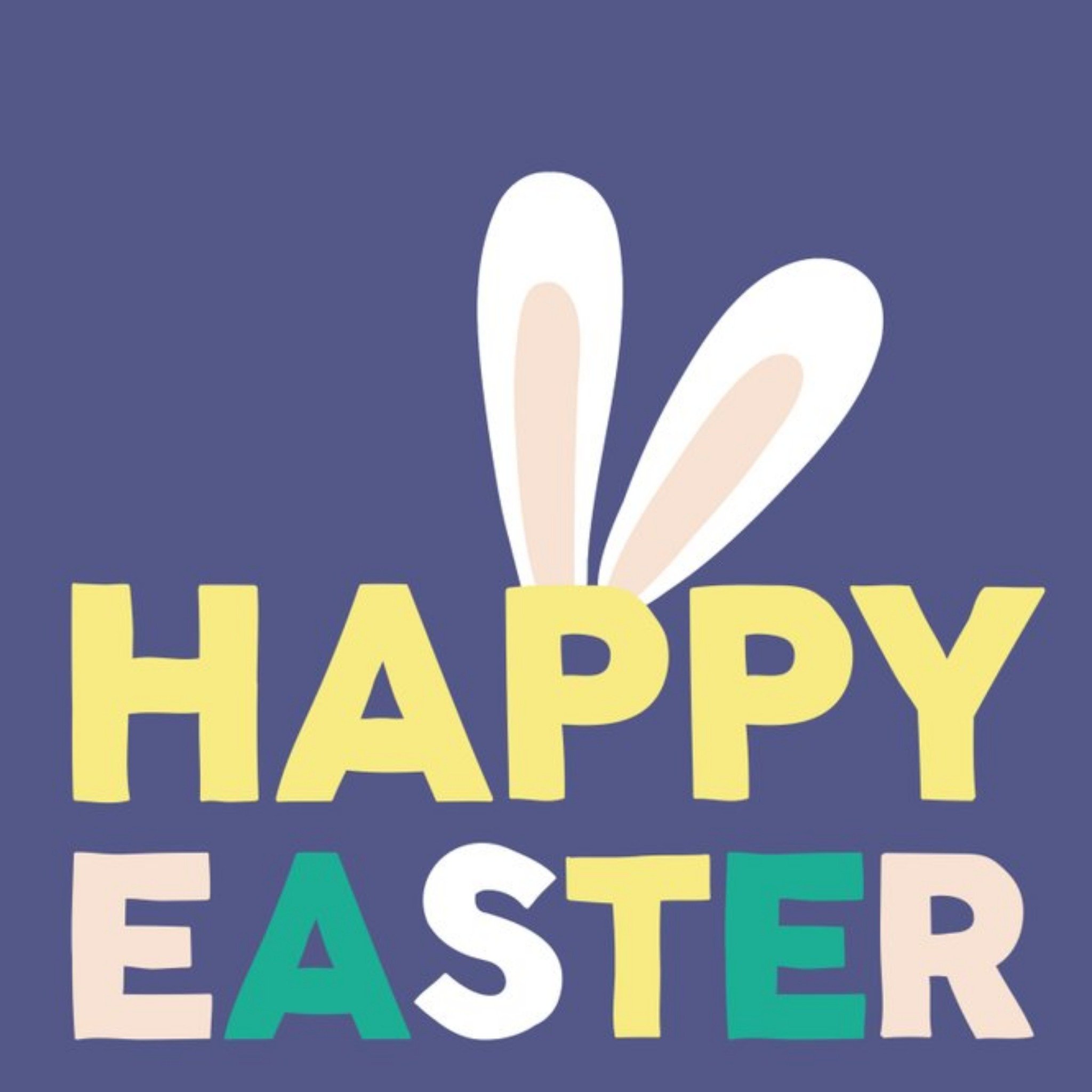 Happy Easter Bunny Ears Card, Square