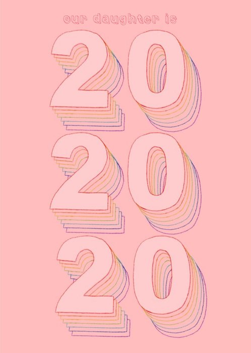 Age 20 Pink Typographic Birthday Card