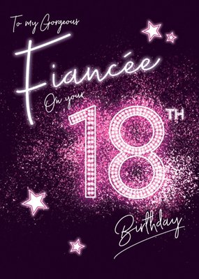 Clintons 18th Glitter For Her Stars Love Purple Birthday Fiancee Card