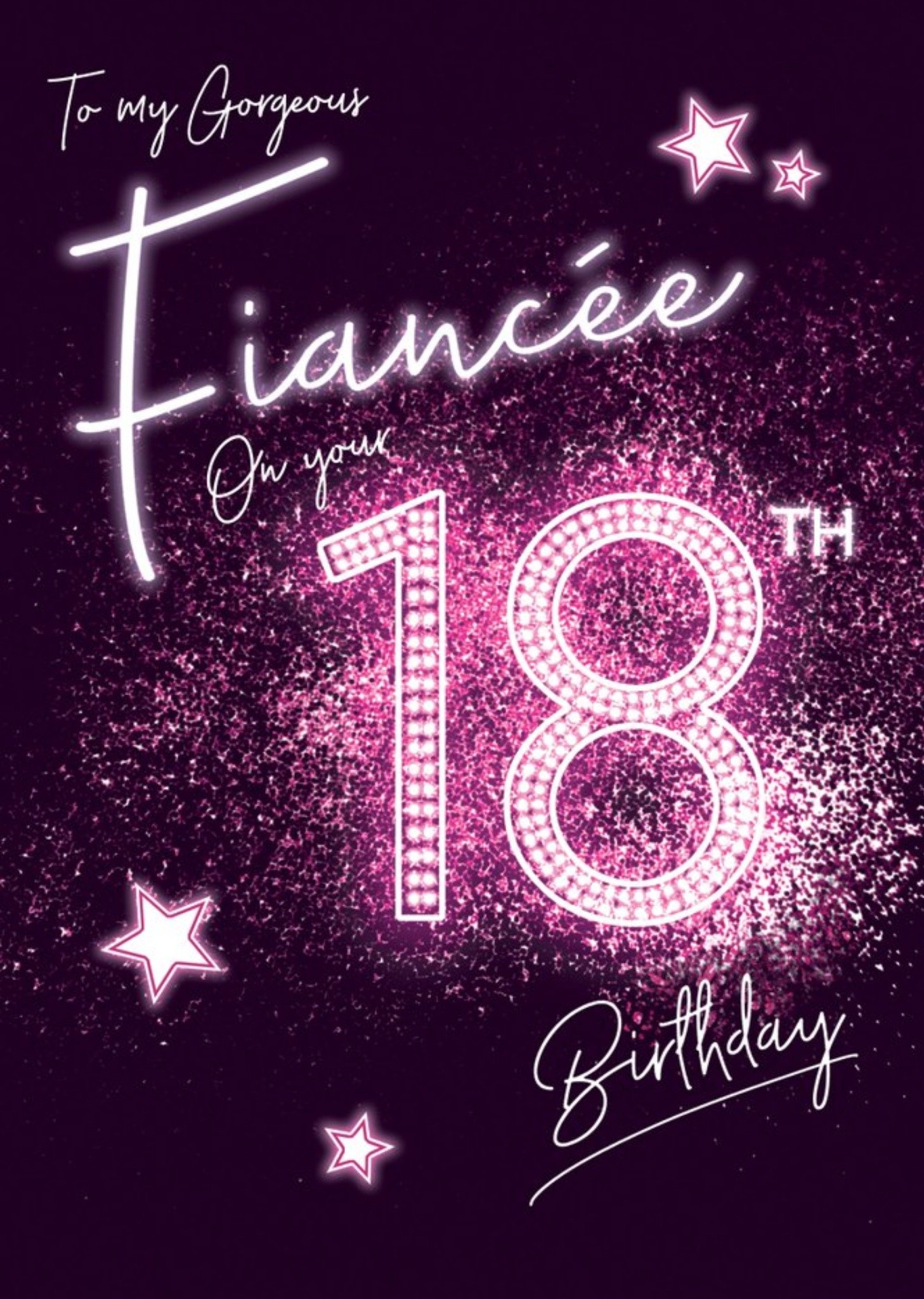 Moonpig Clintons 18th Glitter For Her Stars Love Purple Birthday Fiancee Card, Large