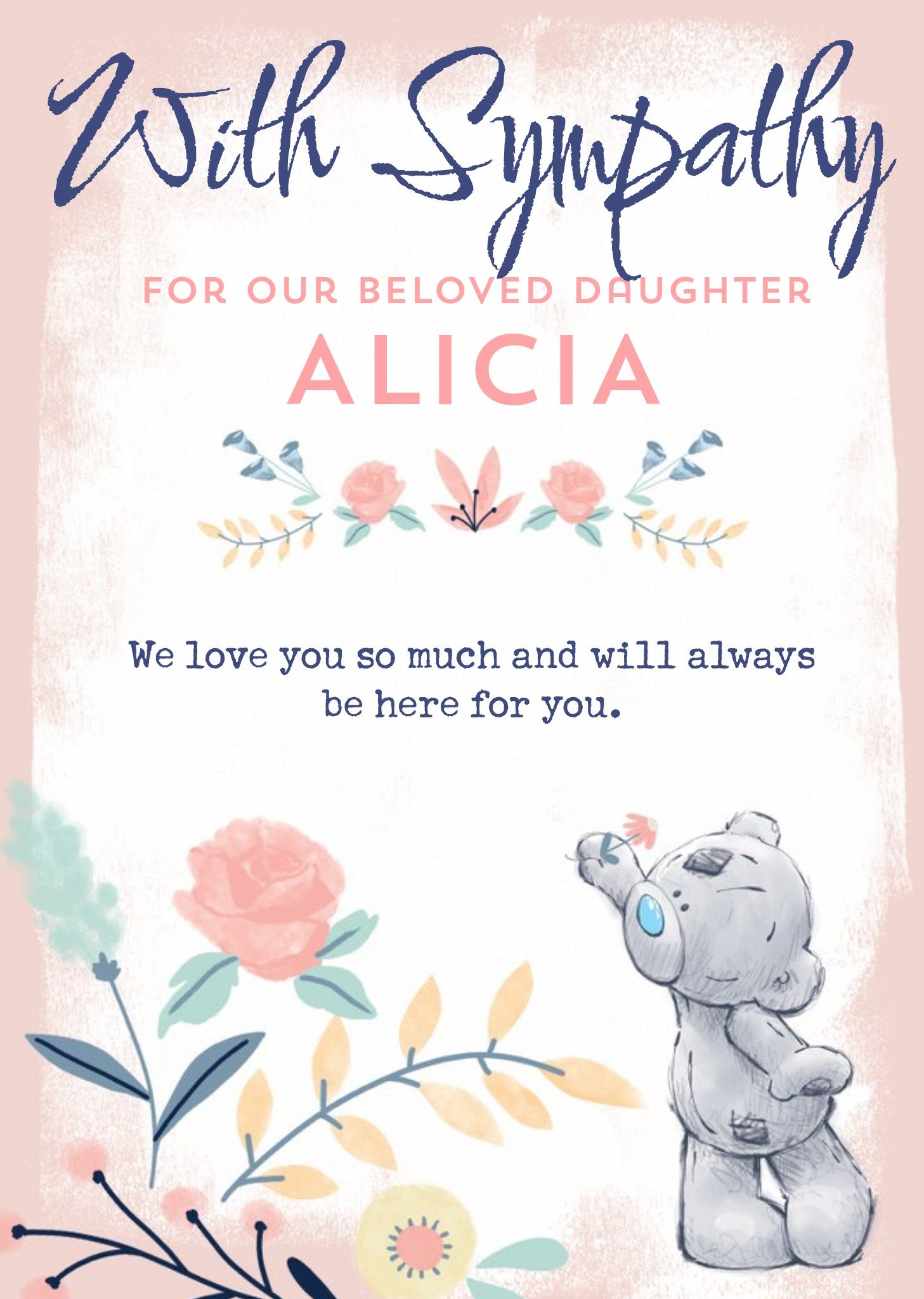 Me To You Tatty Teddy Daughter Sympathy Card, Large