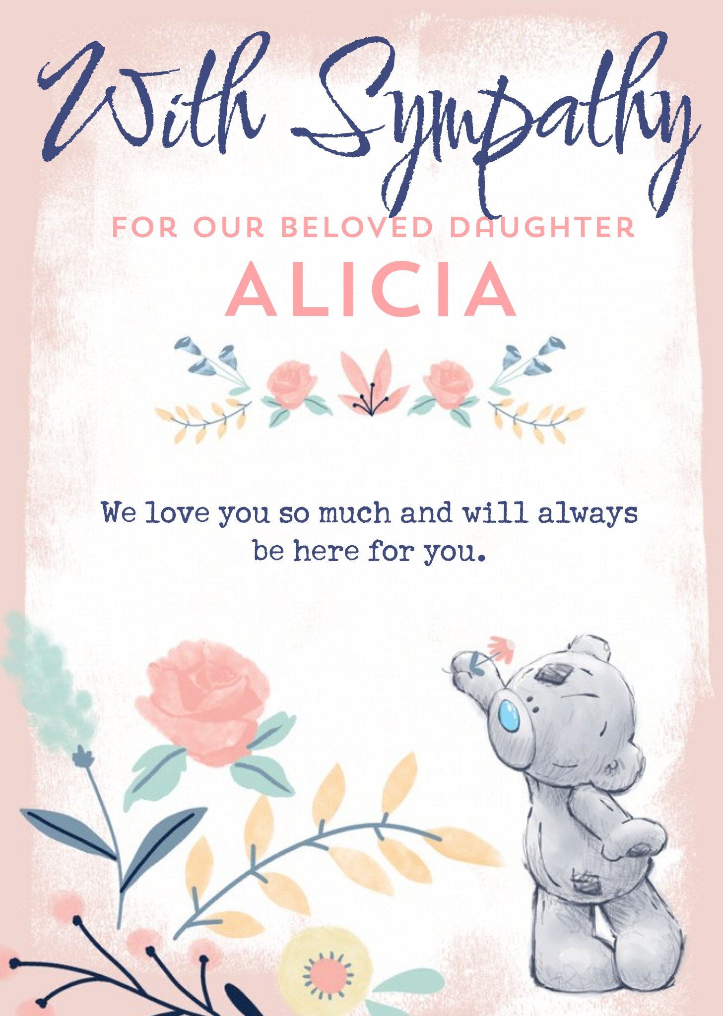 Me To You Tatty Teddy Daughter Sympathy Card Ecard