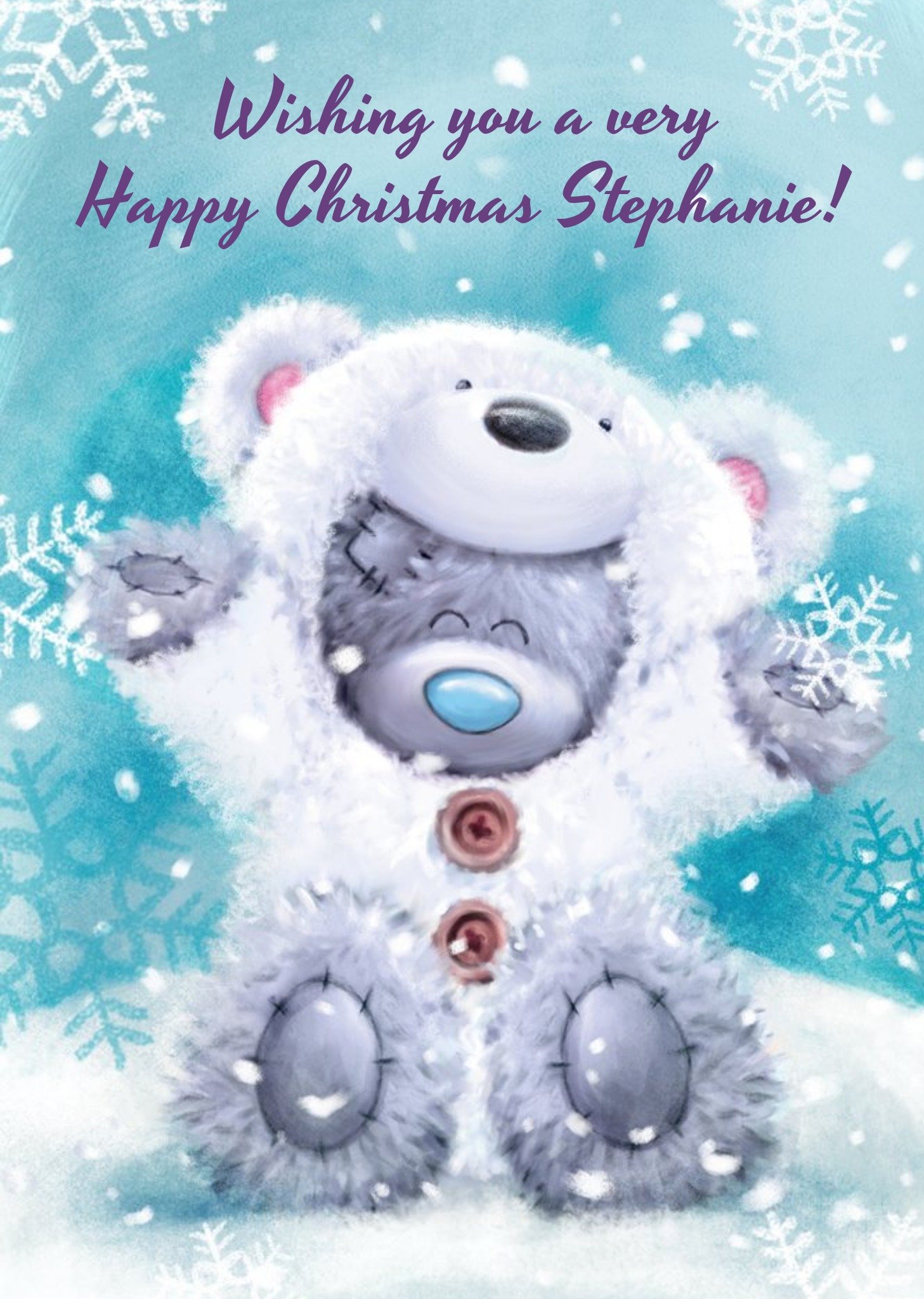 Me To You Tatty Teddy Personalised Happy Christmas Card, Large