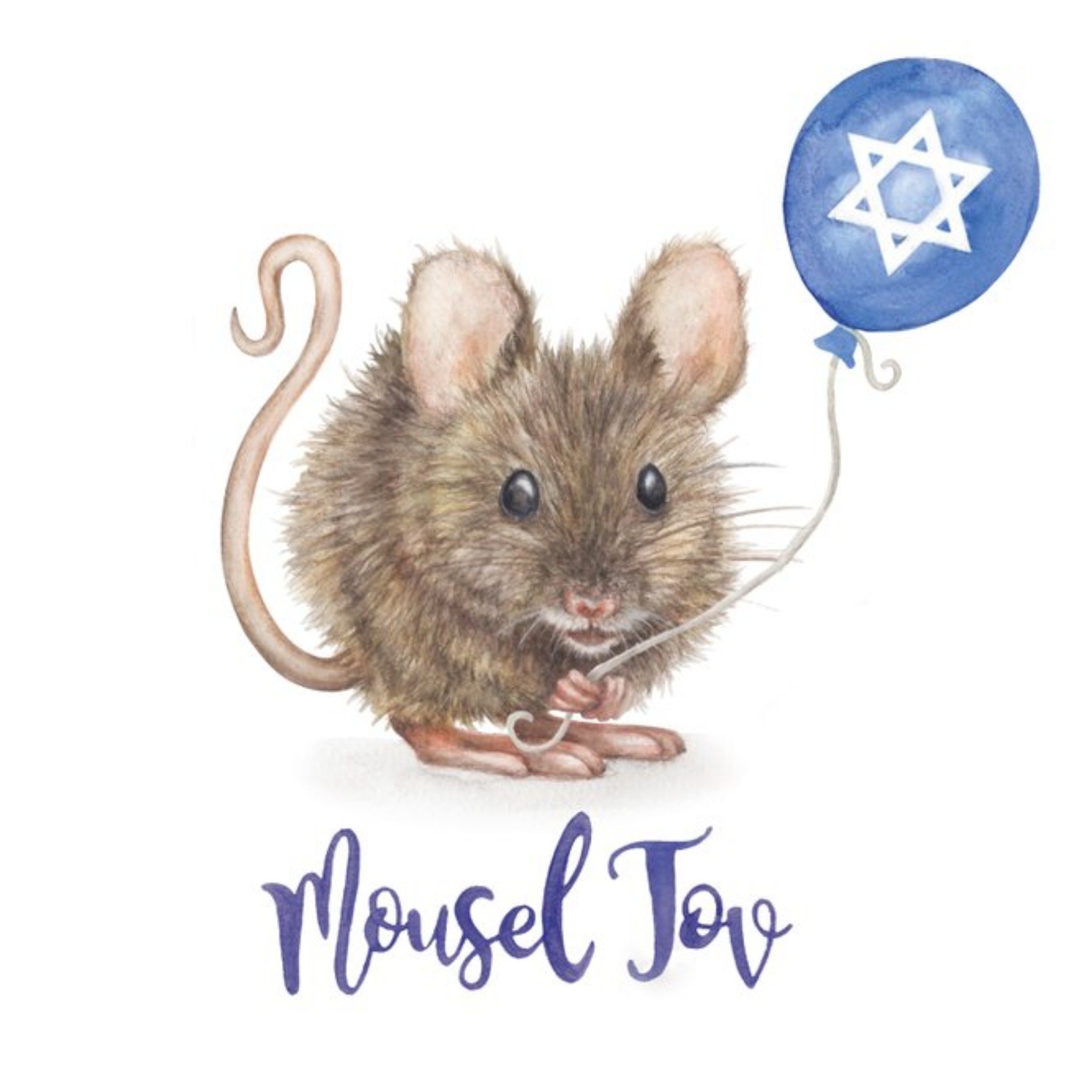 Mousel Tov Pun Mouse Jewish Card, Square