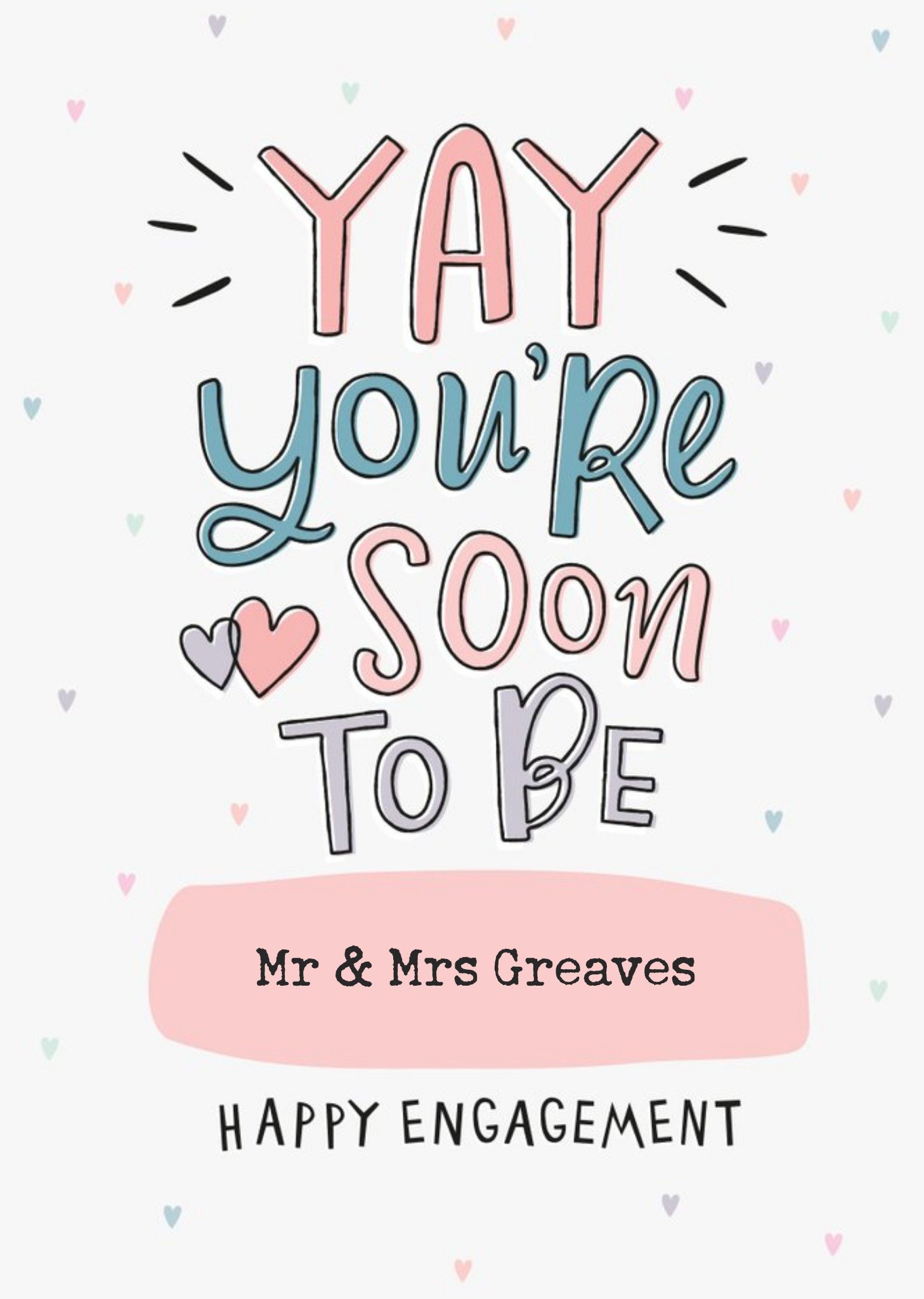 Moonpig Bright Typographic Yay You're Soon To Be Mr And Mrs Happy Engagement Card Ecard