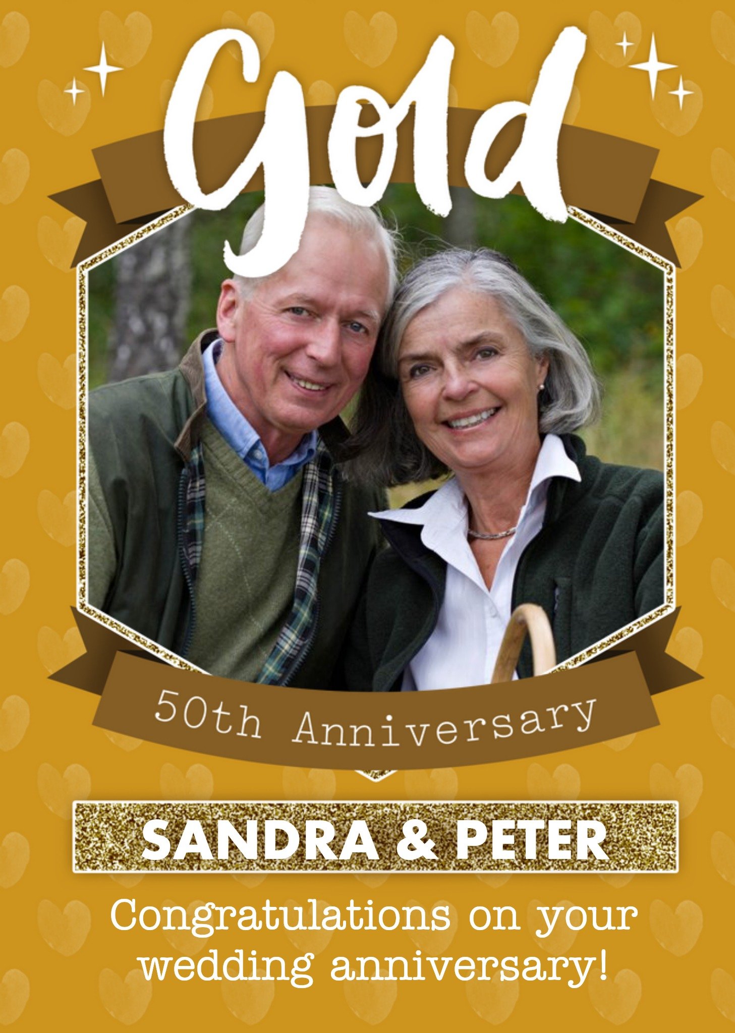 Gold 50th Anniversary Card Ecard