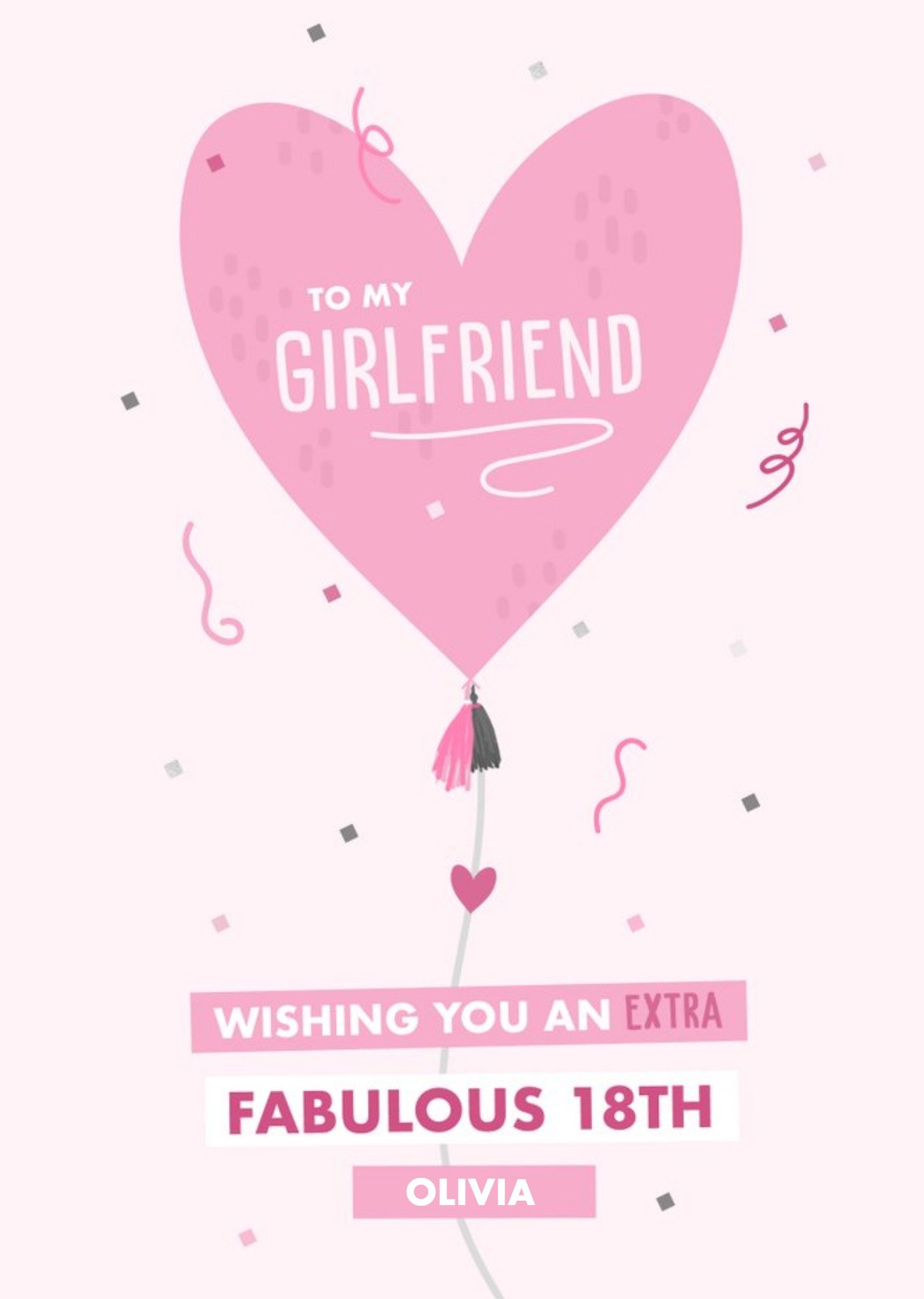 Moonpig Extra Fabulous Girlfriend 18th Birthday Heart Balloon Card Ecard