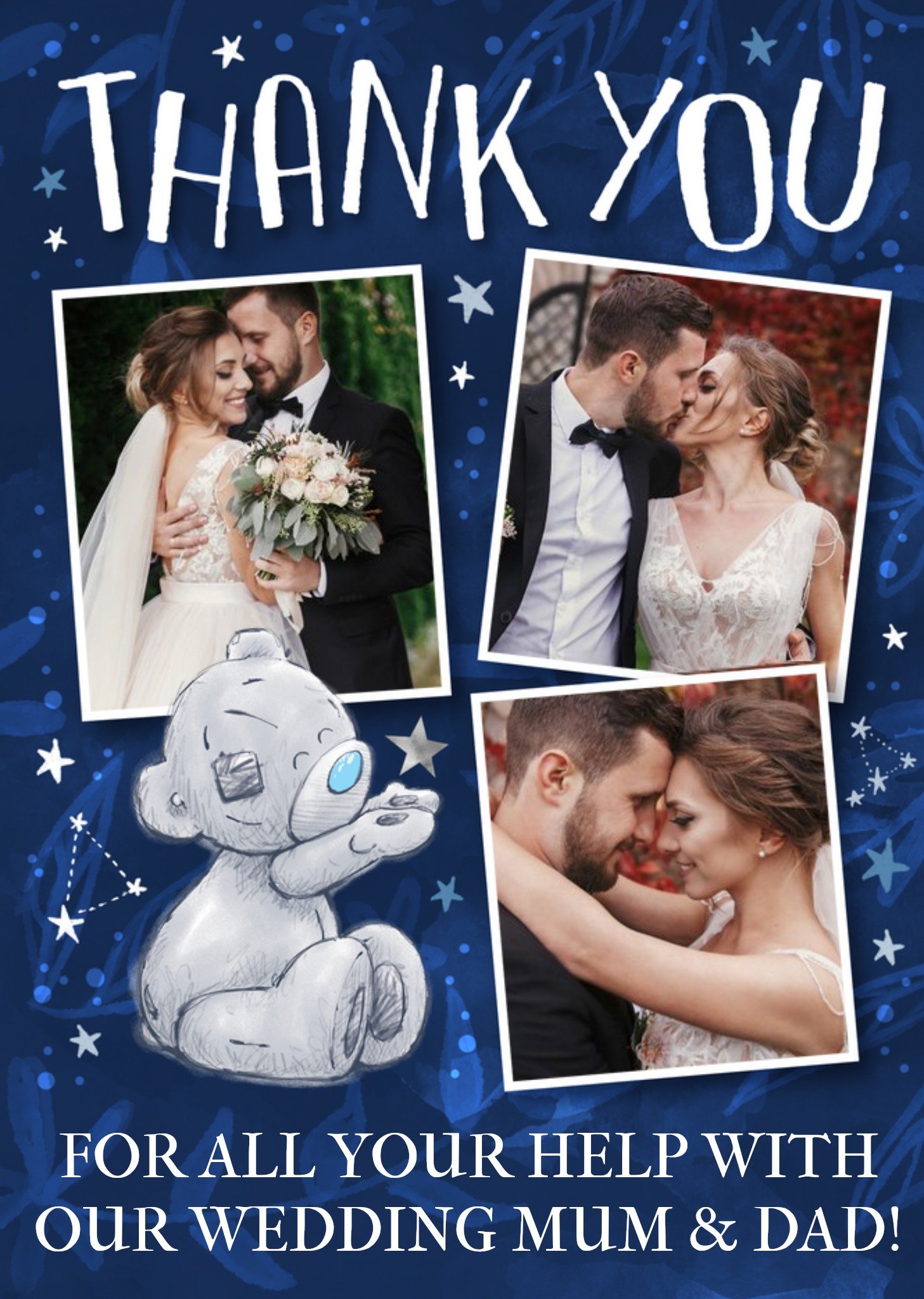 Me To You Tatty Teddy Space Thank You Wedding Photo Upload Card, Large