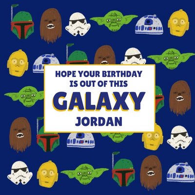 Disney Star Wars Boba Fett Chewbacca Yoda R2D2 Stormtrooper out of this galaxy kids Birthday card