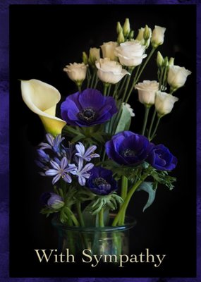 Photographic Purple and White Mixed Bouquet Sympathy Card
