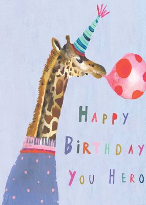 Funny Giraffe Hero Birthday Card