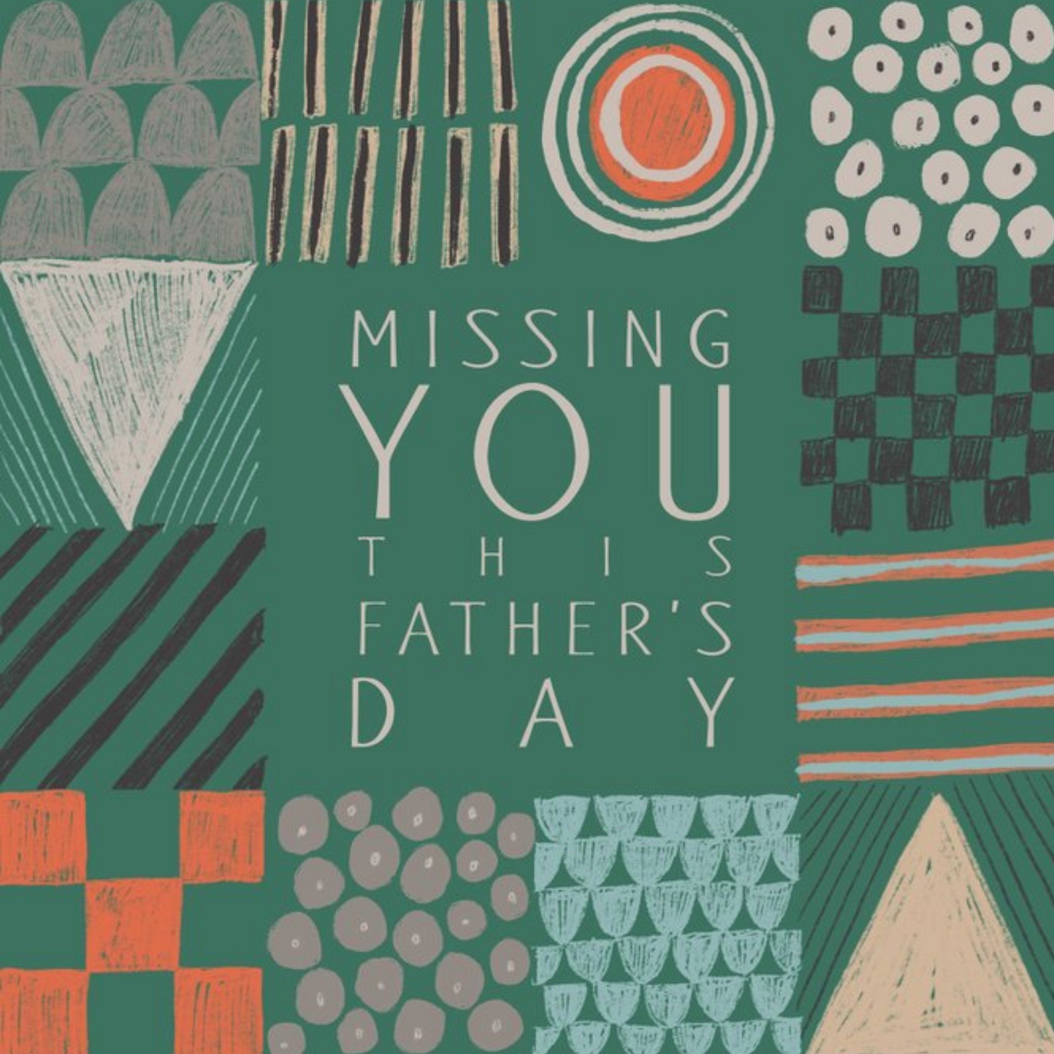 Moonpig Illustrated Patterns Missing You This Father's Day Card, Square