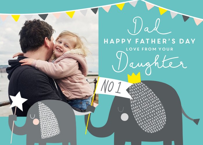 Cute Jungle Daughter Father's Day Photo Card