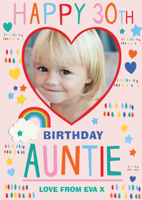 Photo Upload Birthday Card Happy 30th Auntie