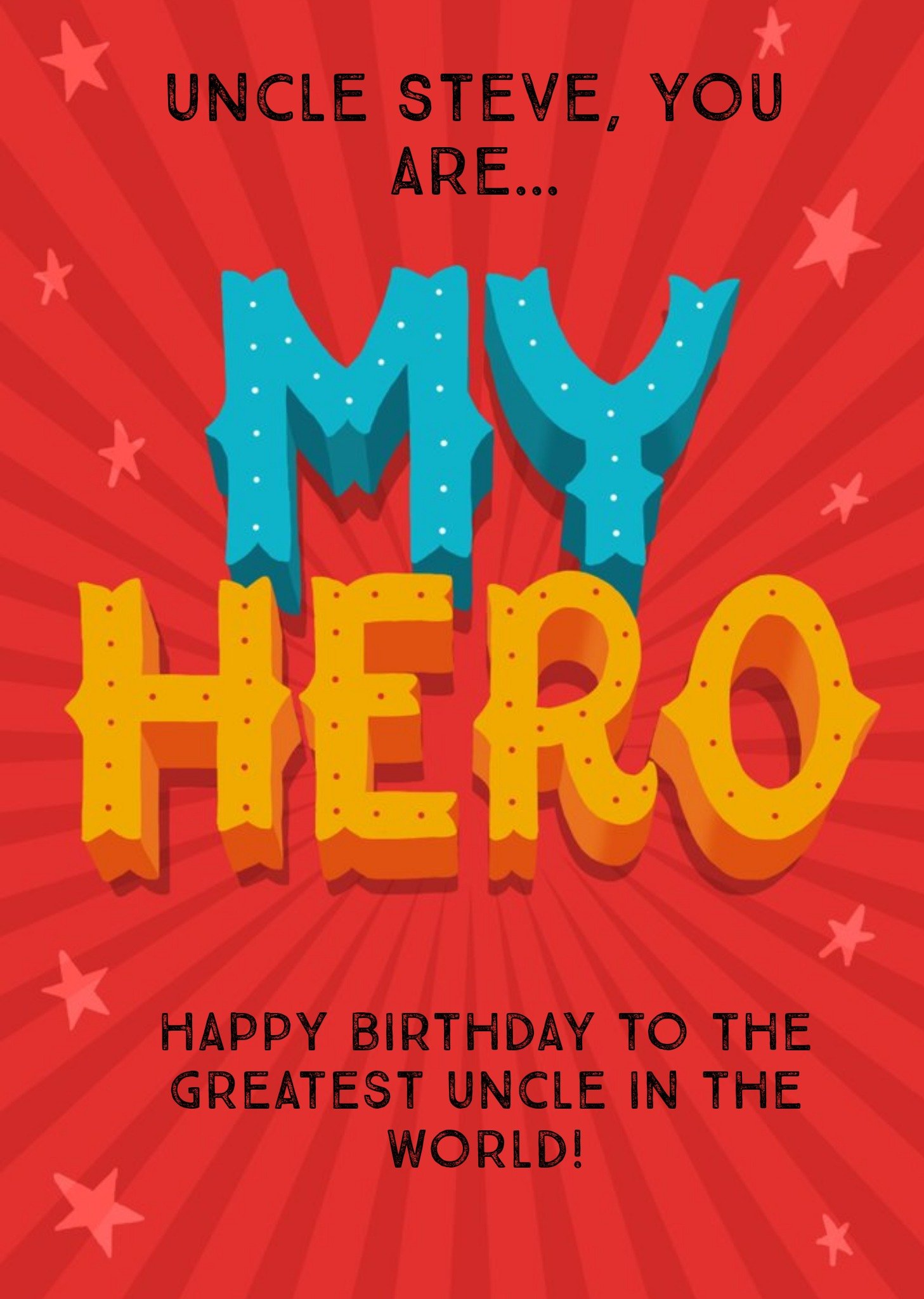 Moonpig You Are My Hero Personalised Birthday Card For Uncle, Large
