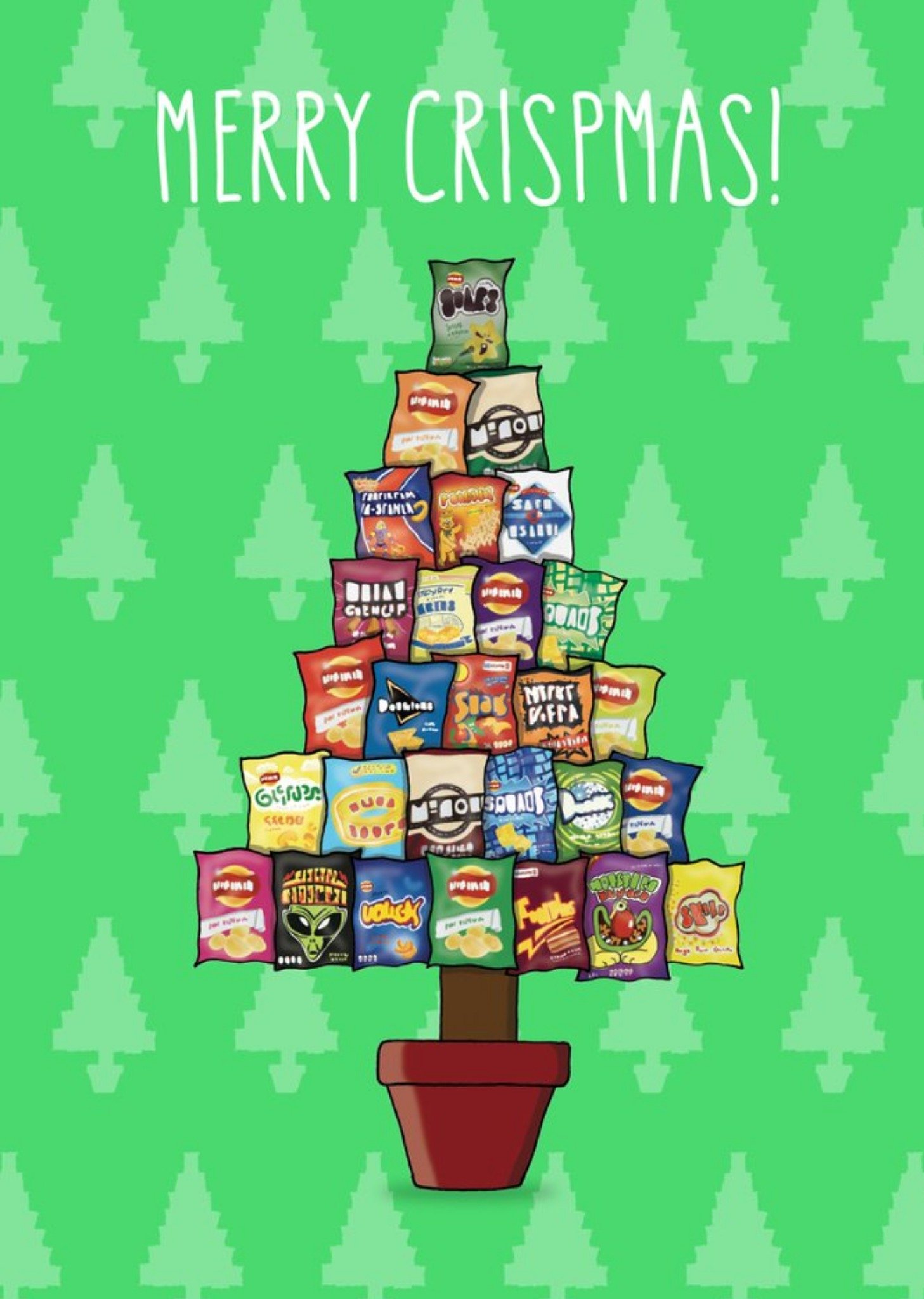 Moonpig Tree Crisp Pun Chips Christmas Card, Large