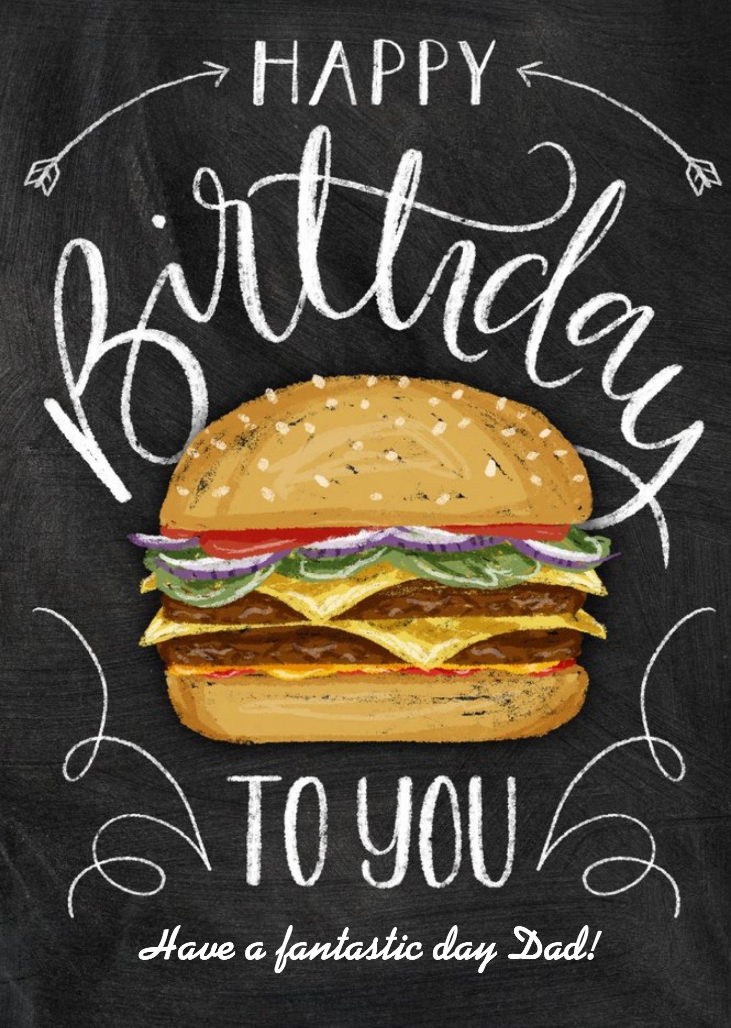 Illustrated Burger Happy Birthday To You Personalised Card