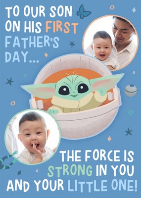 Star Wars First Father's Day The Mandalorian Baby Grogu Photo Upload Card
