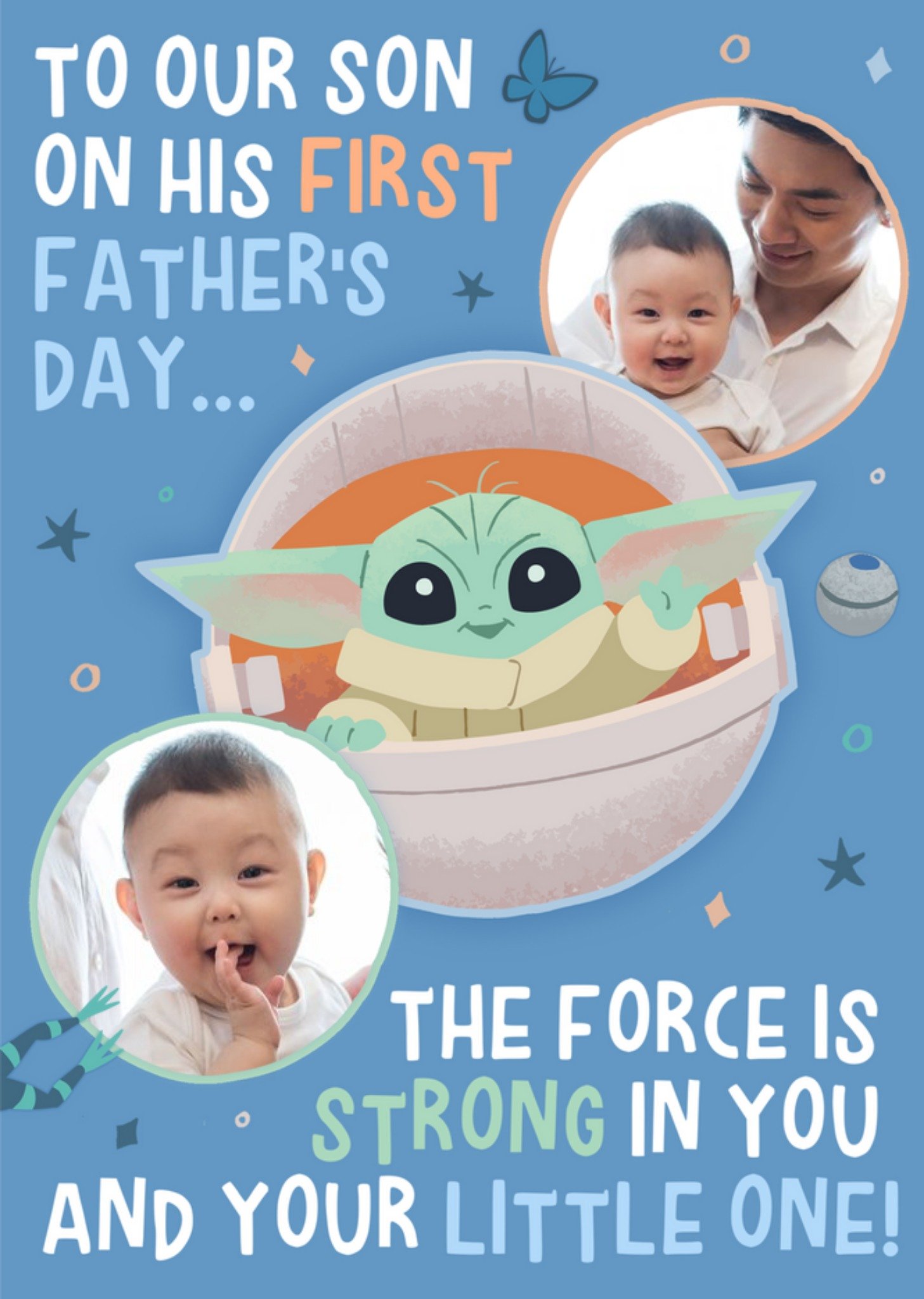 Star Wars First Father's Day The Mandalorian Baby Grogu Photo Upload Card, Large