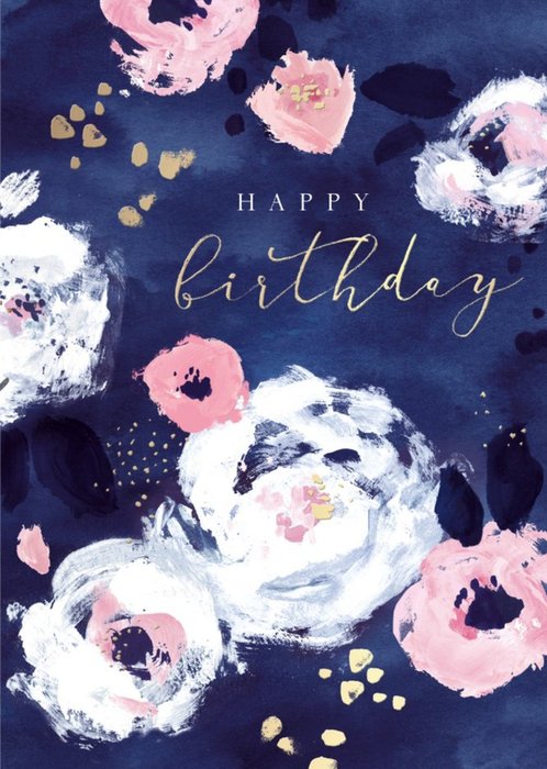 Painted Flower Happy Birthday Card