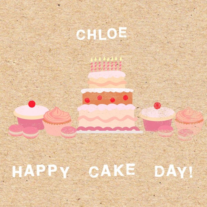 Happy Cake Day Square Personalised Happy Birthday Card