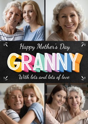 Colourful Typographic Granny Lots of Love Mother's Day Photo Upload Card