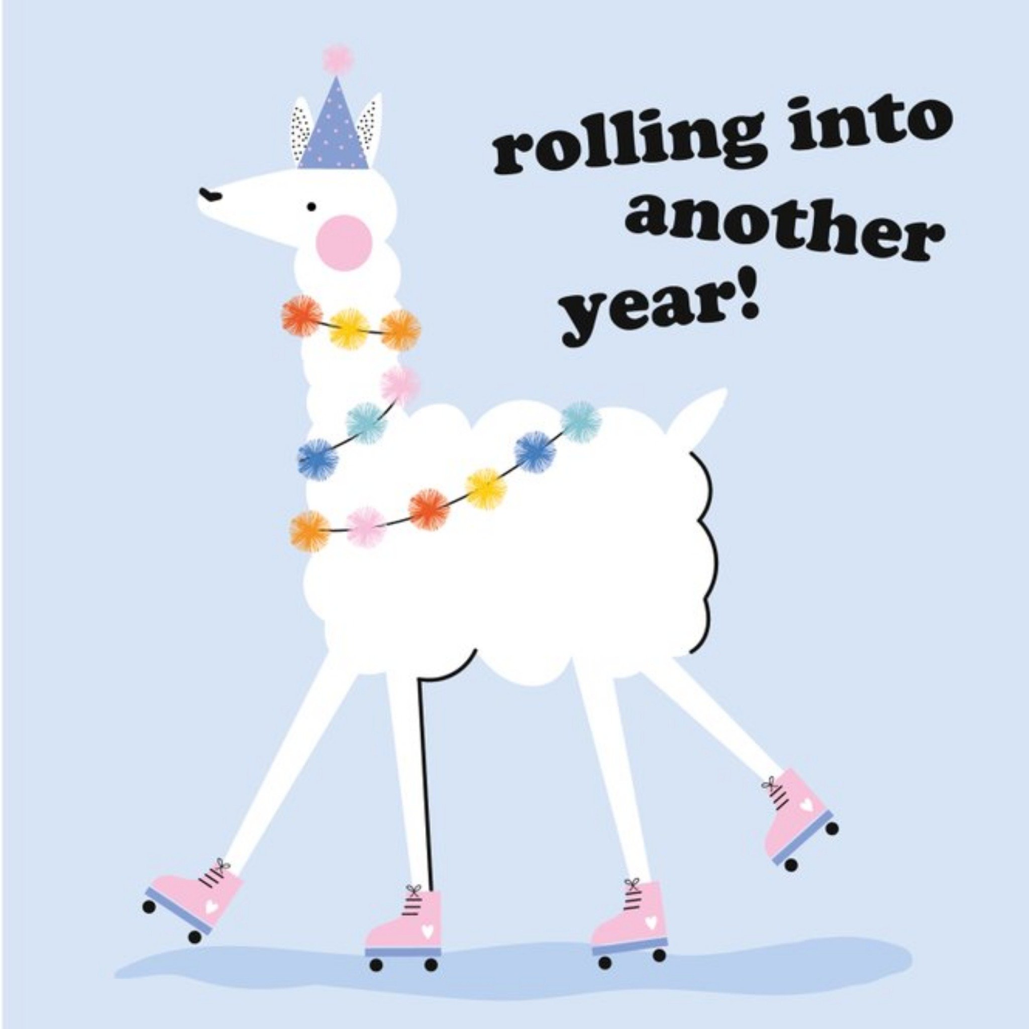 Moonpig Cute Rolling Into Another Year Llama Card, Square