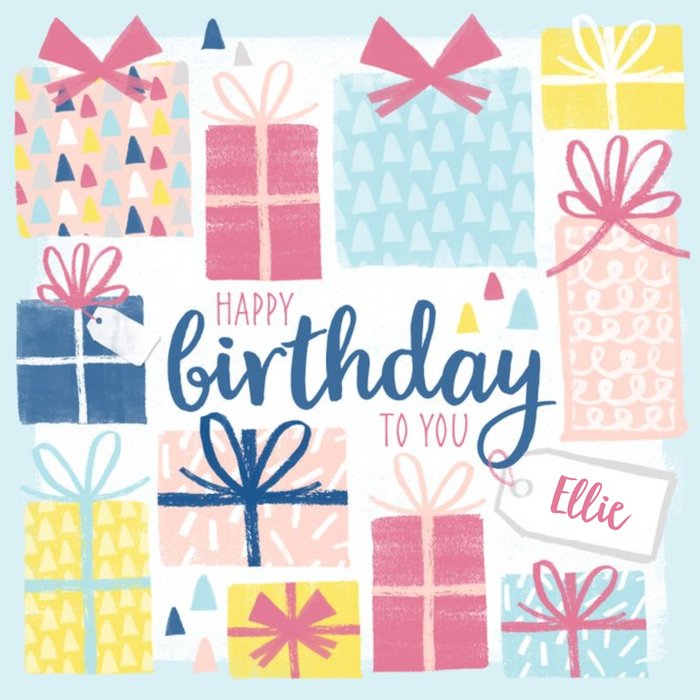 Pretty Presents Personalised Happy Birthday Card