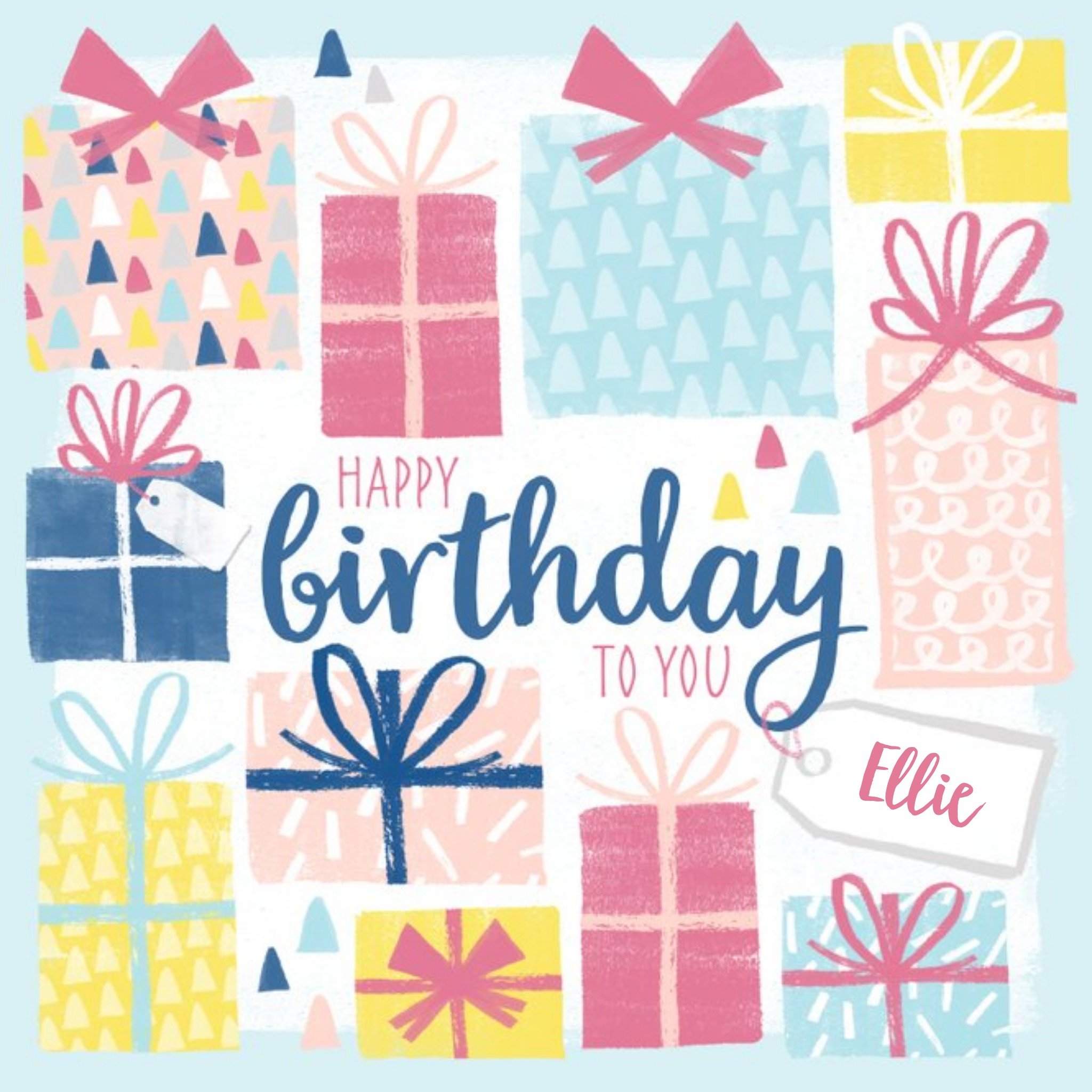 Moonpig Pretty Presents Personalised Happy Birthday Card, Large