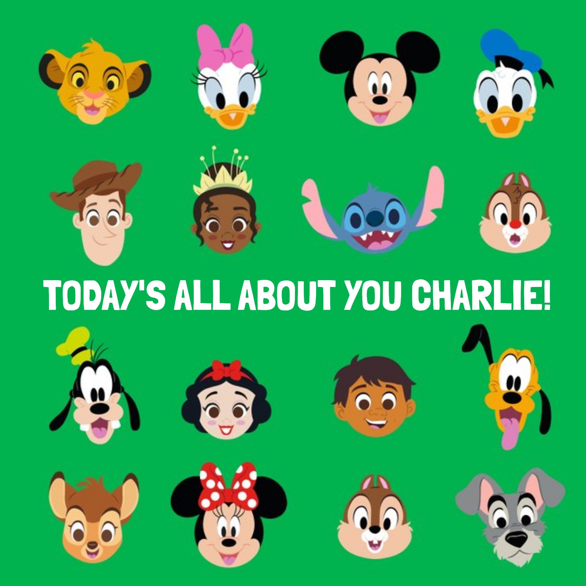 Disney 100 Famous And Favourite Characters Birthday Card, Square