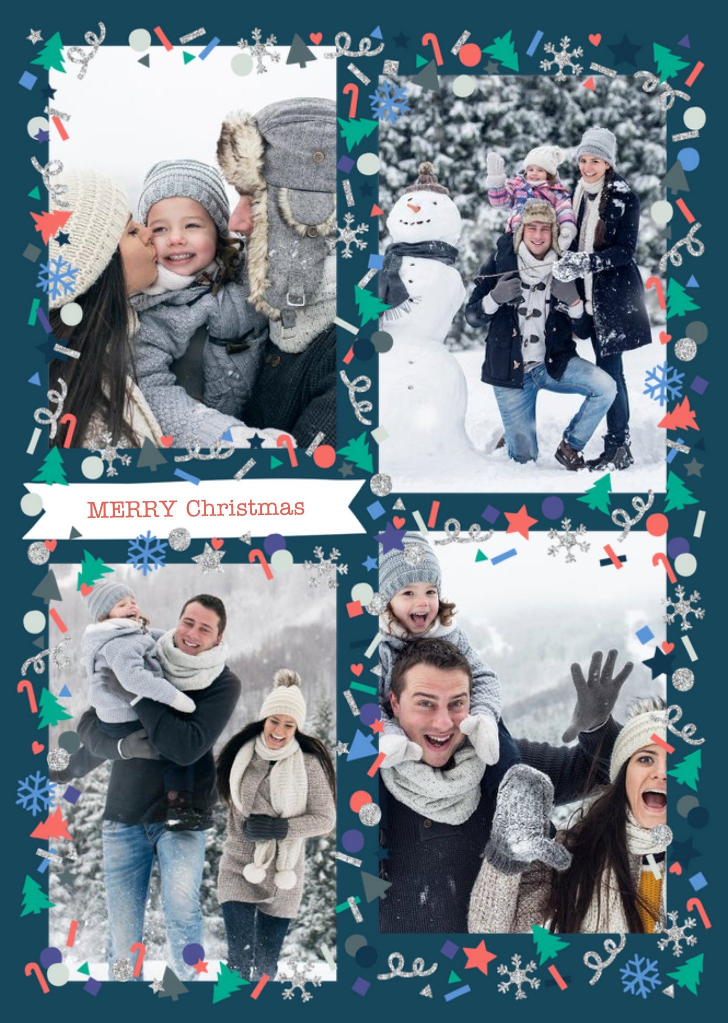 Oh Cheers 4-Photo Upload Vertical Christmas Card