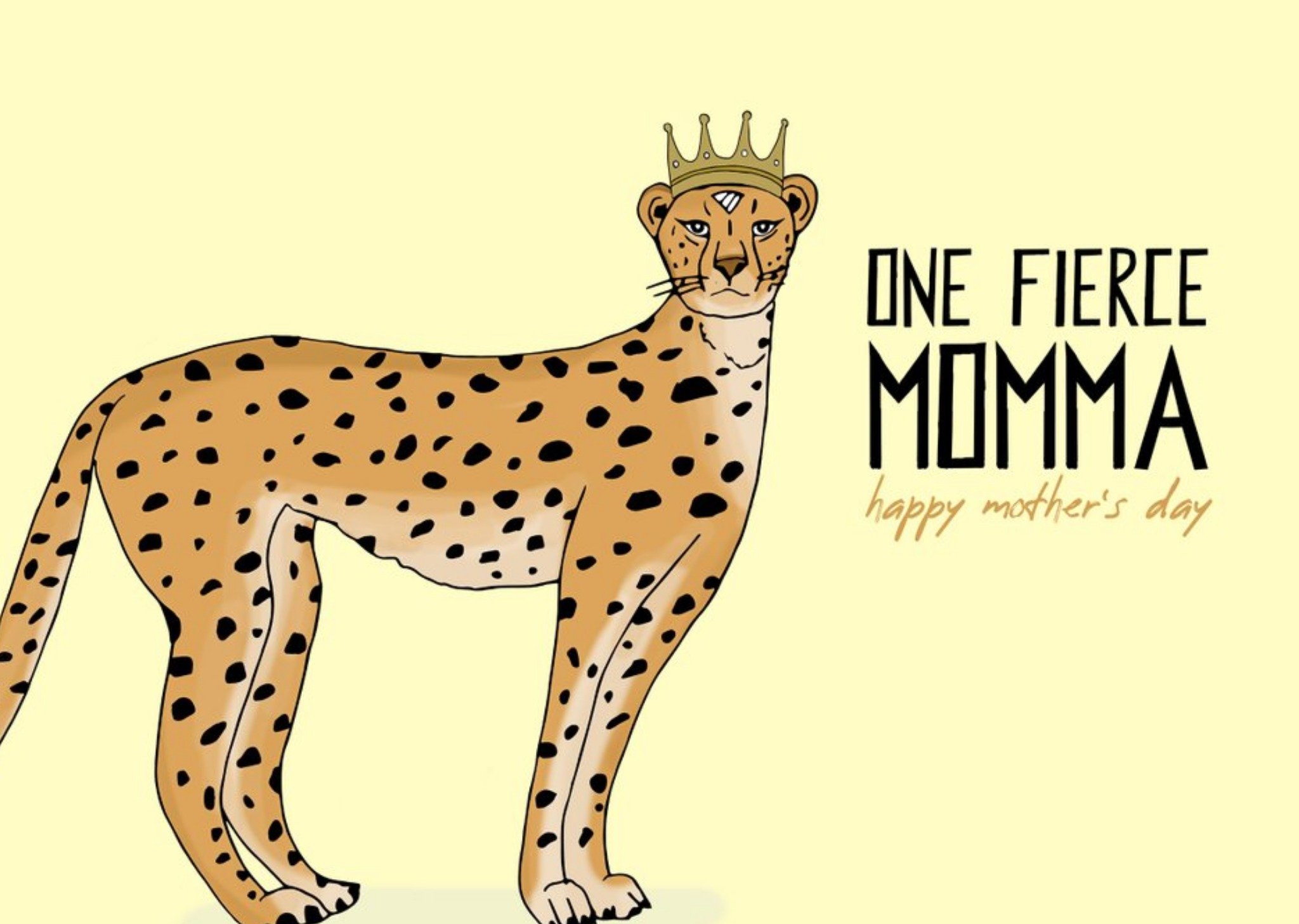 Moonpig Pearl And Ivy One Fierce Momma Cheetah Mother's Day Card Ecard