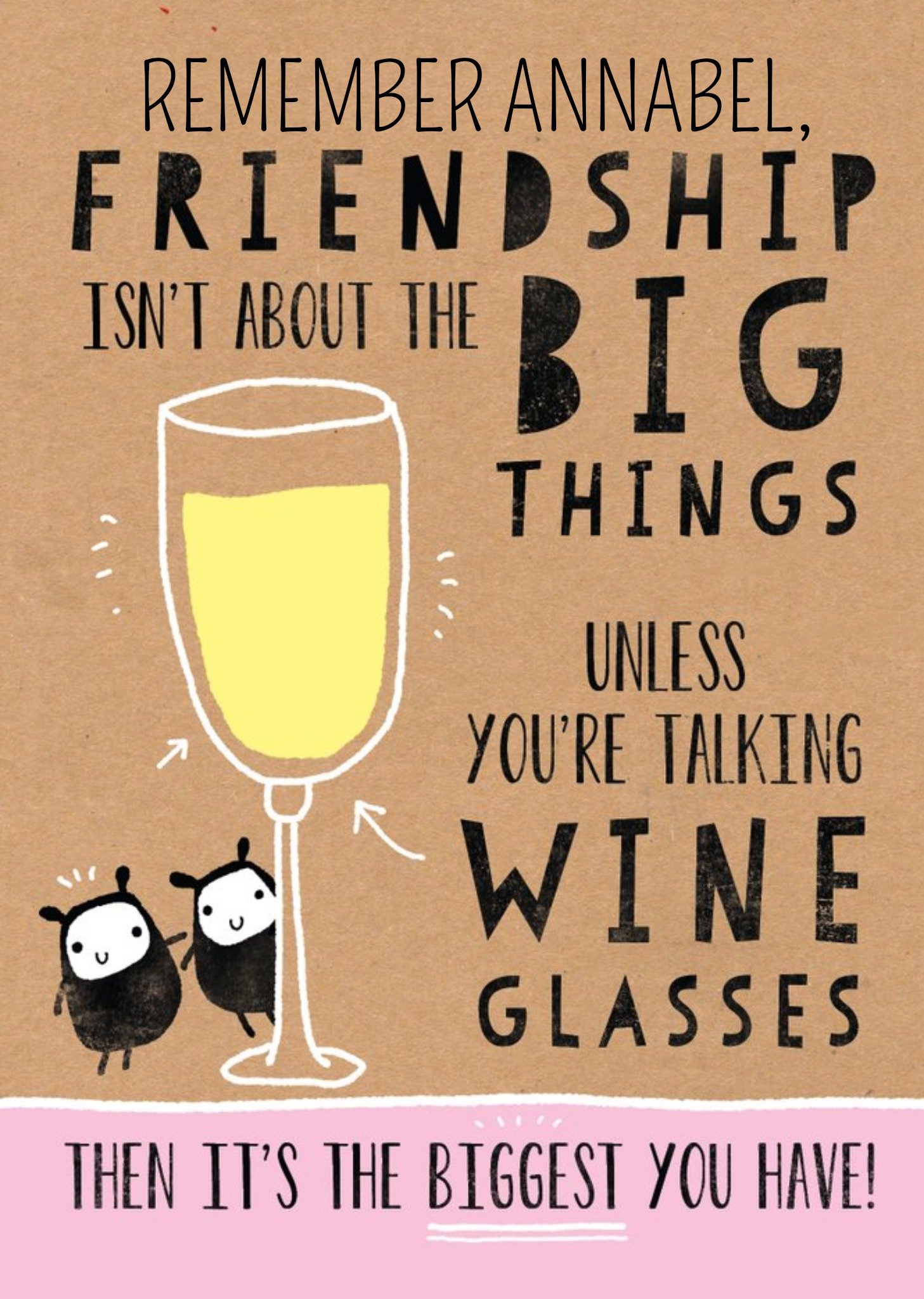 Moonpig Friendship Isn't About The Big Things Funny Personalised Birthday Card, Large