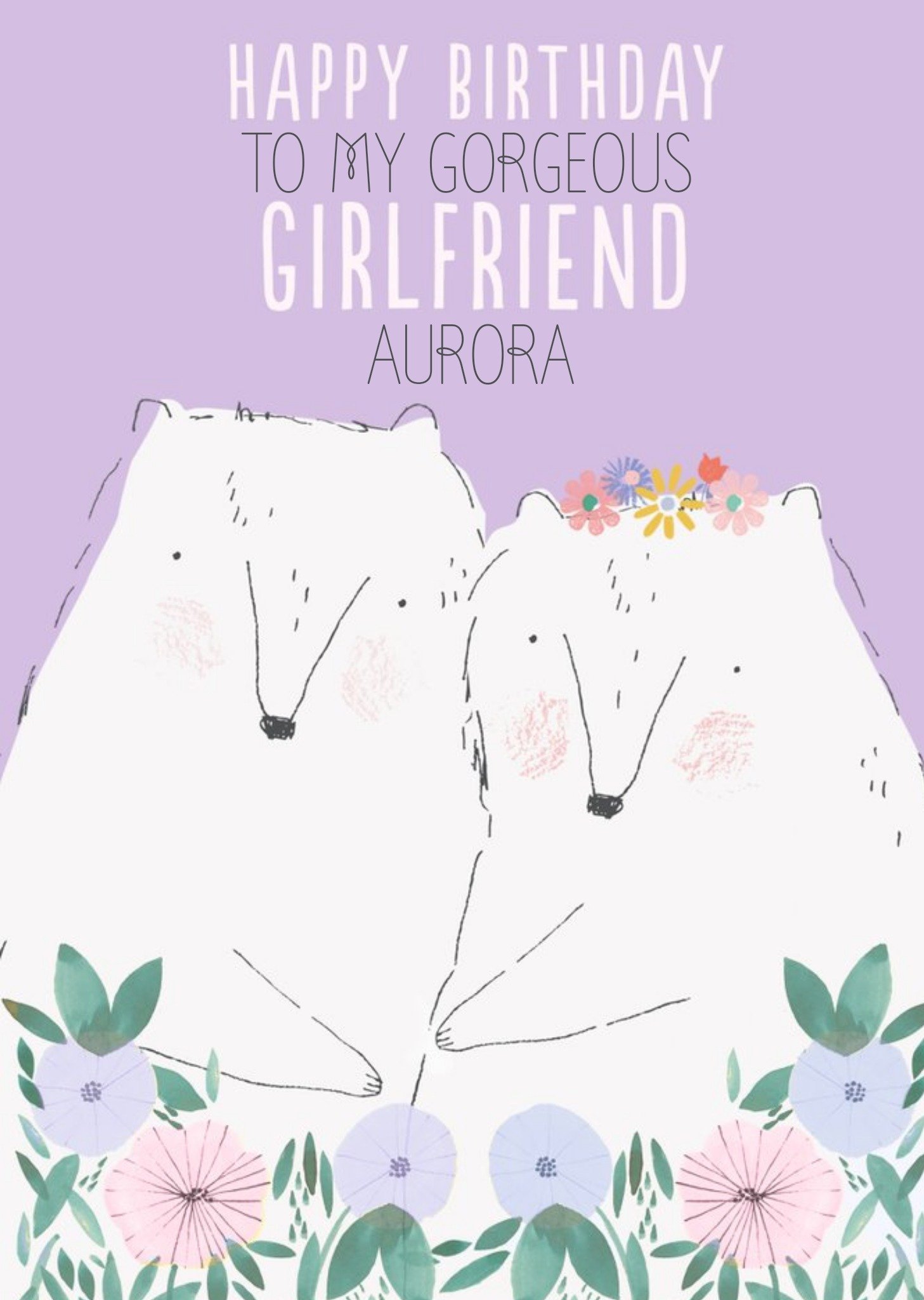 Moonpig Cute Illustrative Cuddling Bears Girlfriend Birthday Card , Large