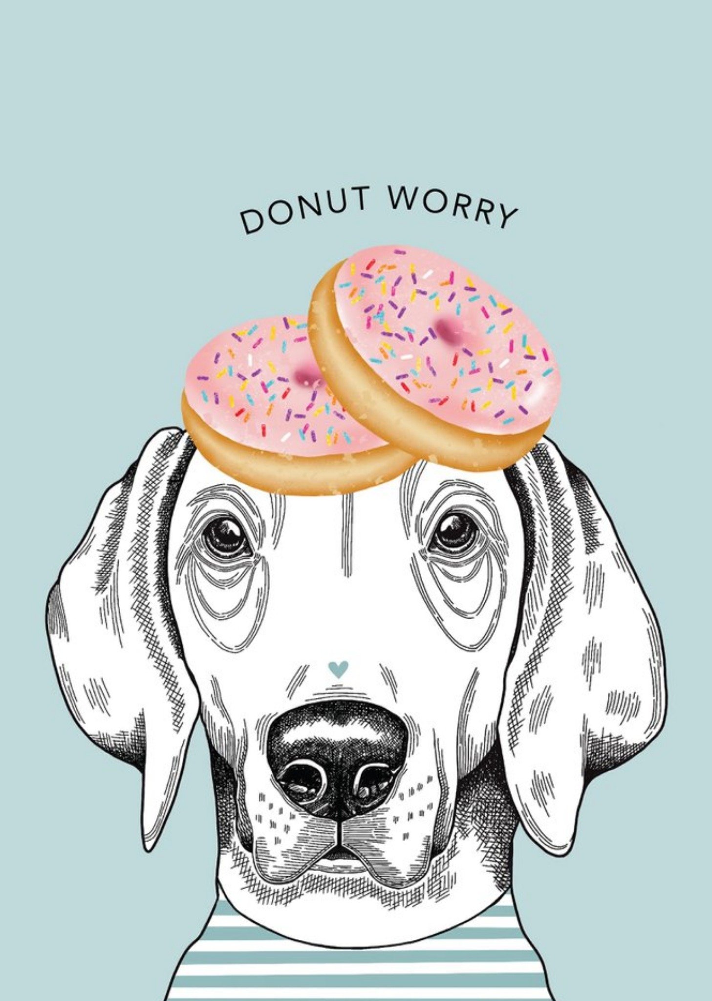 Modern Cute Illustrated Dog Donut Worry Thinking Of You Card Ecard