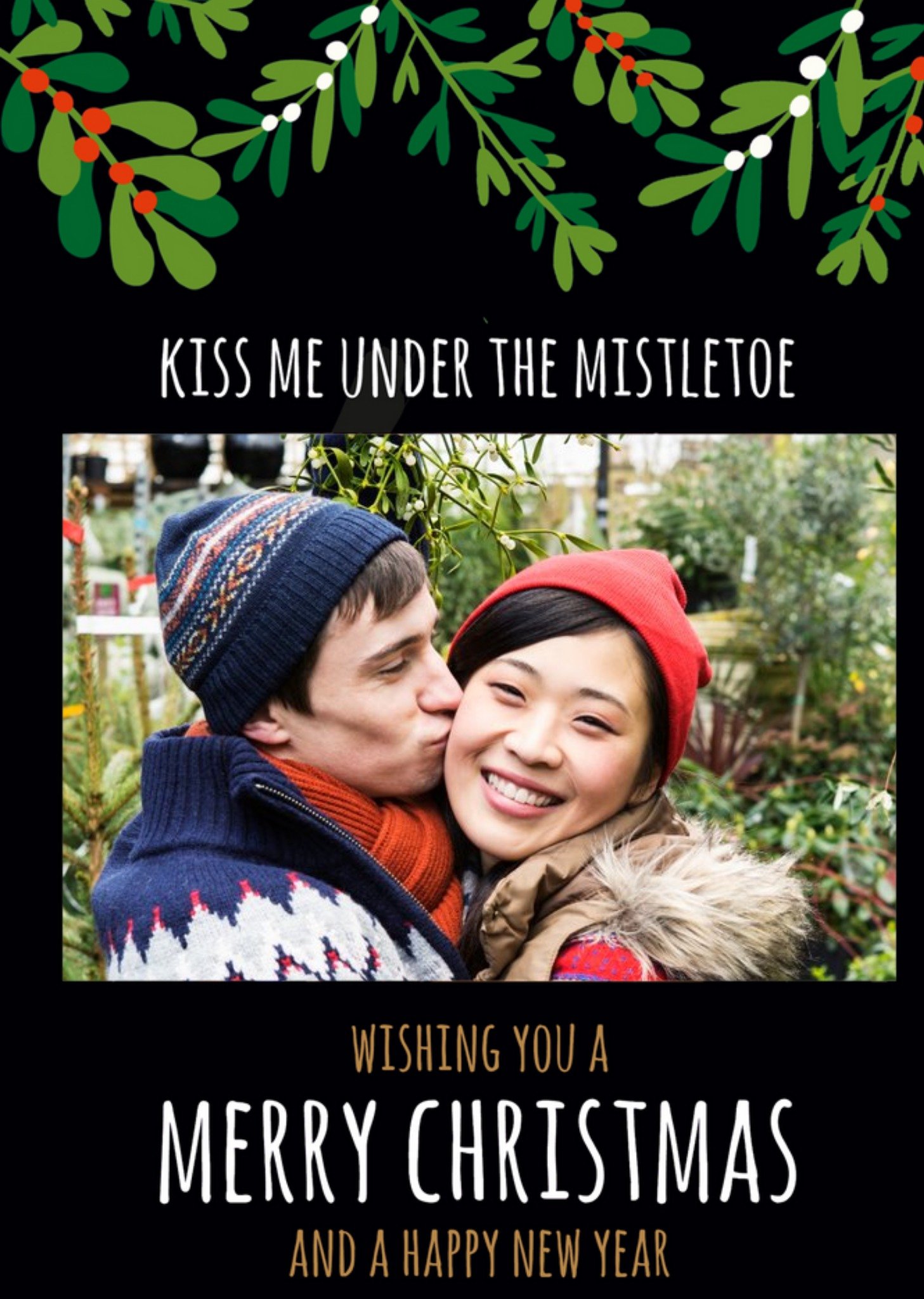 Banter King Cute Illustrated Mistletoe Photo Upload Christmas Card Ecard