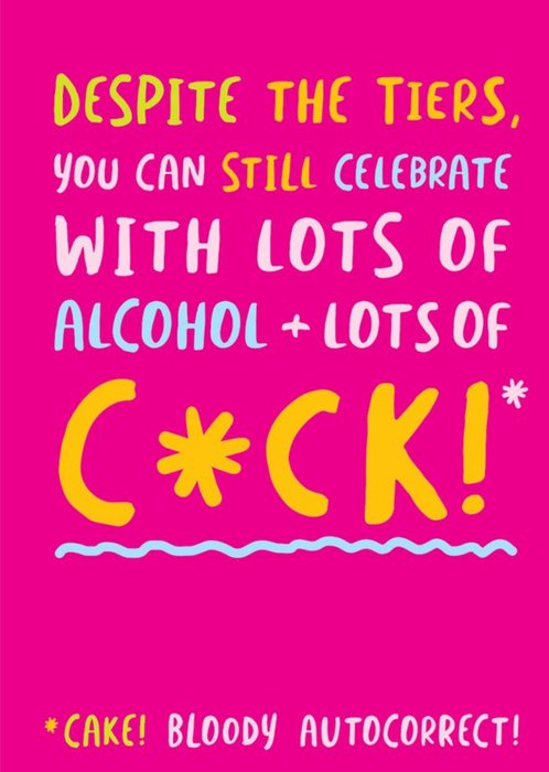 Lots Of Alcohol And Lots Of Cake Funny Typographic Covid Card