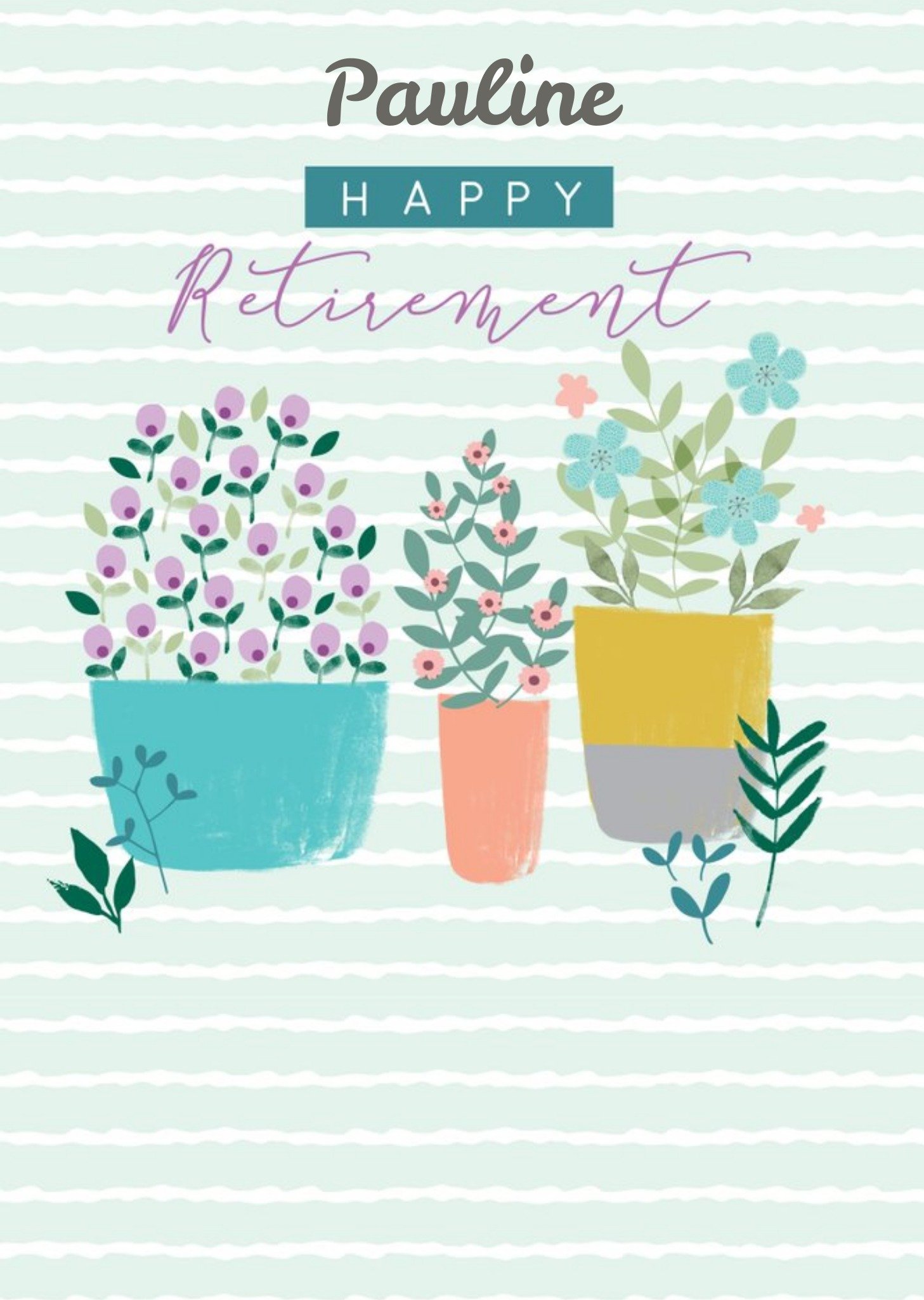 Illustrated Garden Plant And Pots Retirerment Card Ecard