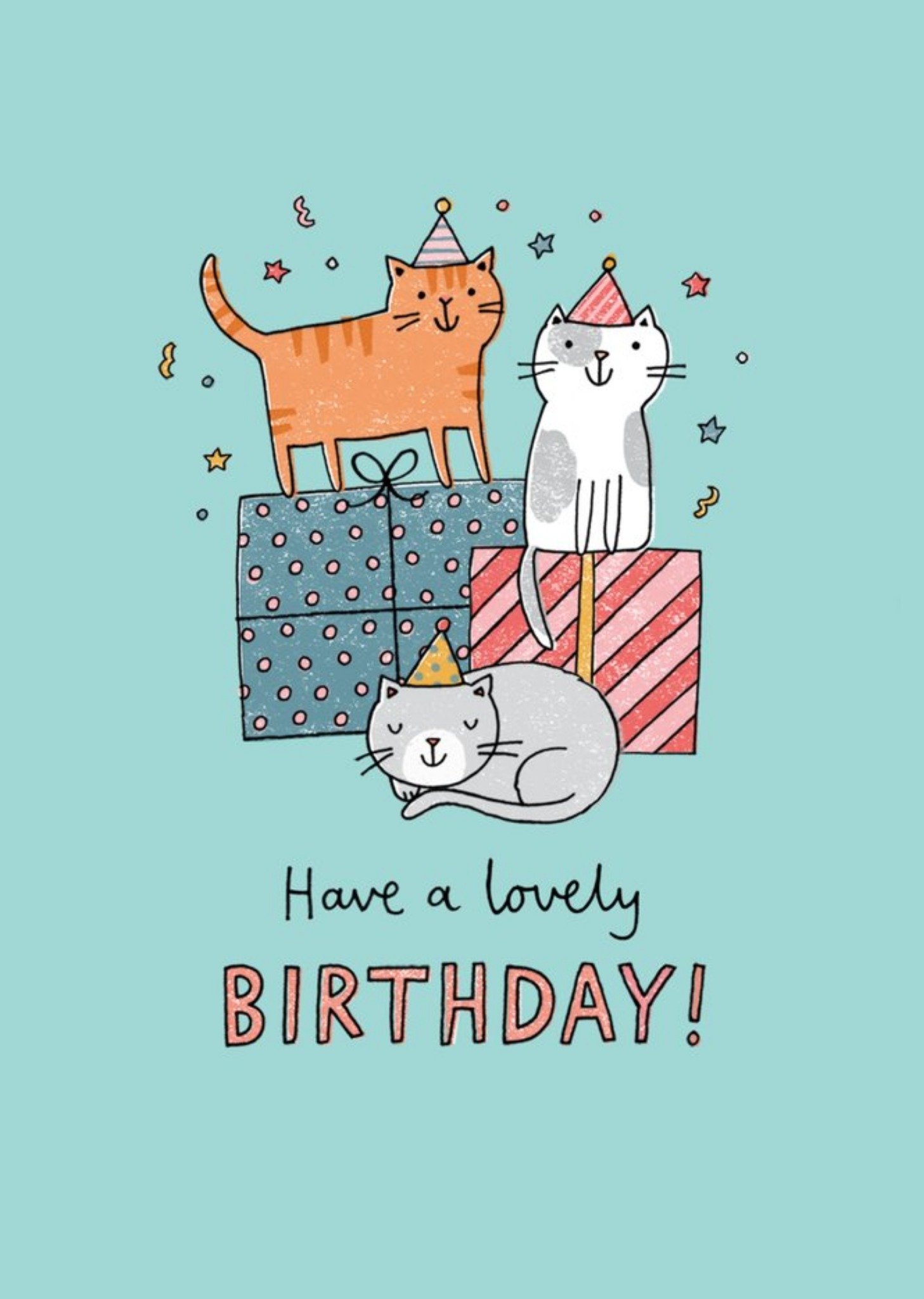 Moonpig Jenny Seddon Cute Illustrated Cats And Gifts Birthday Card Ecard