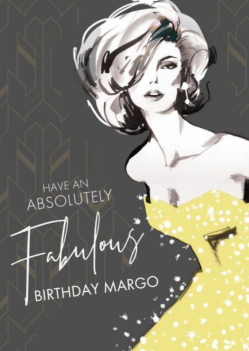 Fabulous Fashion Illustration Character Birthday Card