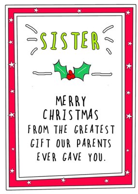 christmas greeting card for sister