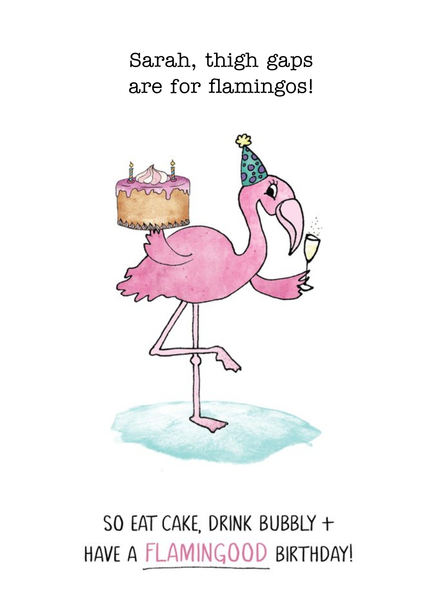 Moonpig Funny Flamingo Birthday Card, Large