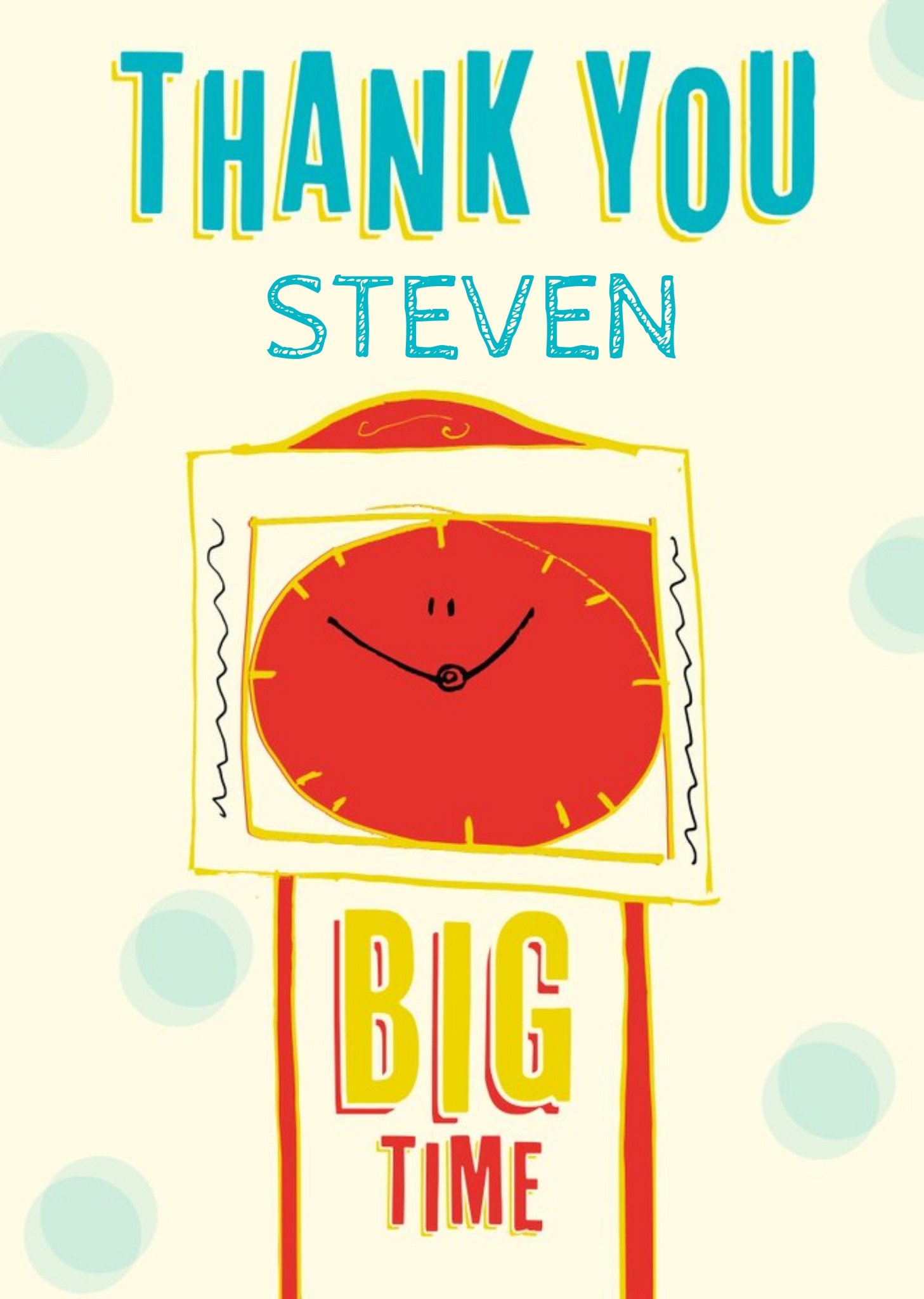 Illustrated Clock Big Time Personalised Thank You Card Ecard