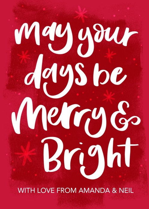 Be Merry And Bright Red Personalised Christmas Card