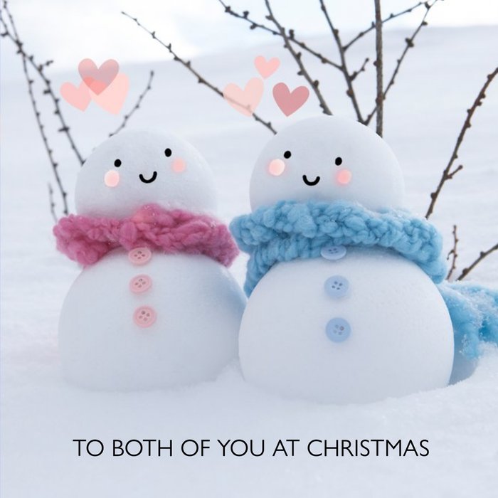 I See Faces Personalised Two Snow People With A Face On Them Card