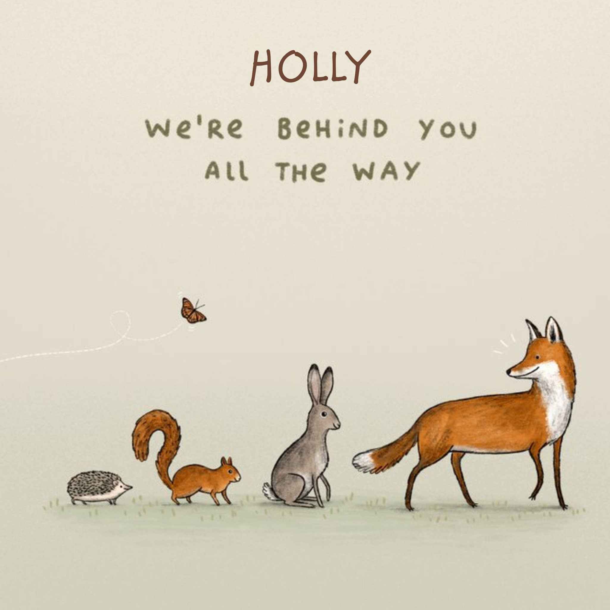 Moonpig Woodland Animals We're Behind You Supporting You Empathy Thinking Of You Card, Square