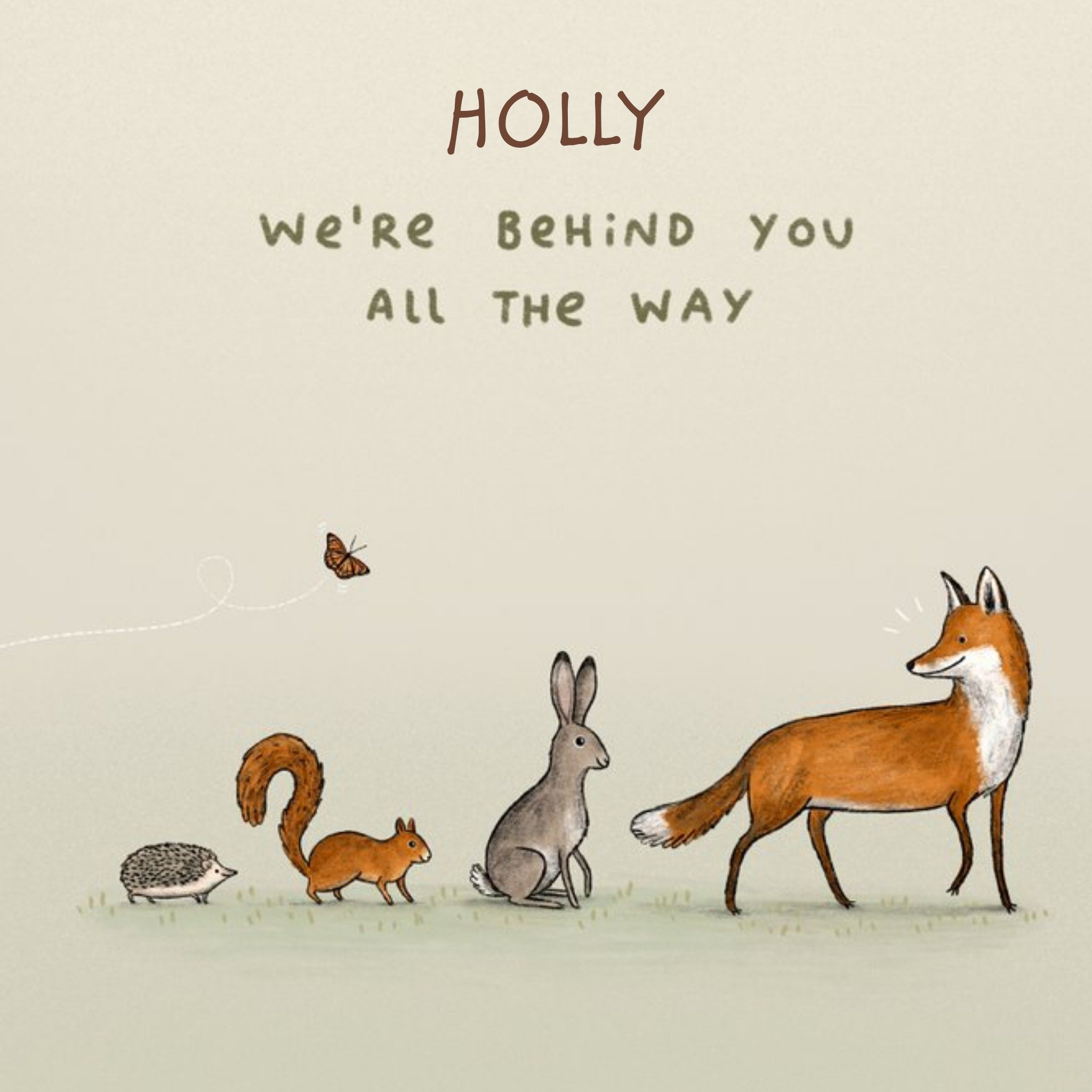 Woodland Animals We're Behind You Supporting You Empathy Thinking Of You Card, Square