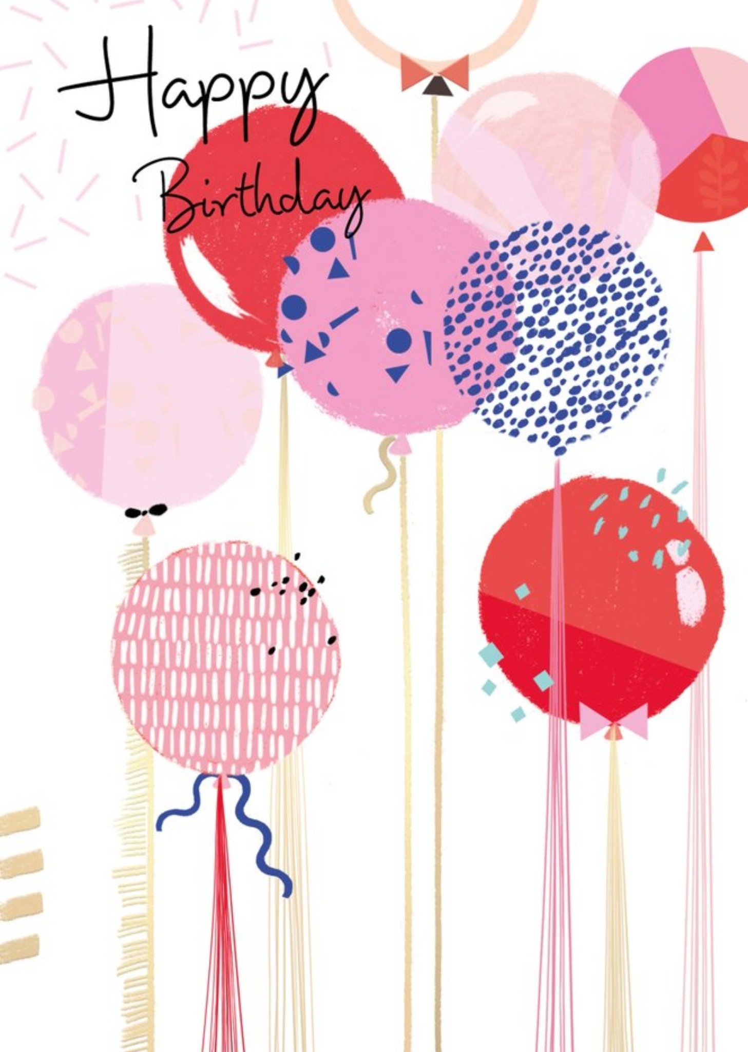 Moonpig Pink Balloons Happy Birthday Card, Large